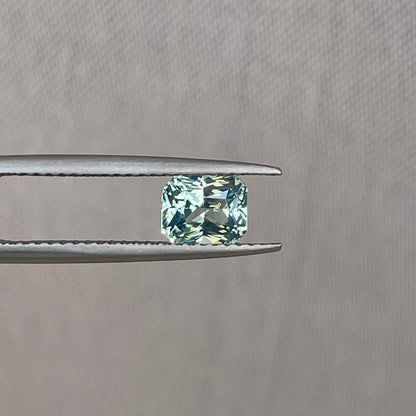Radiant cut Greenish blue sapphire, 1.26 crt.