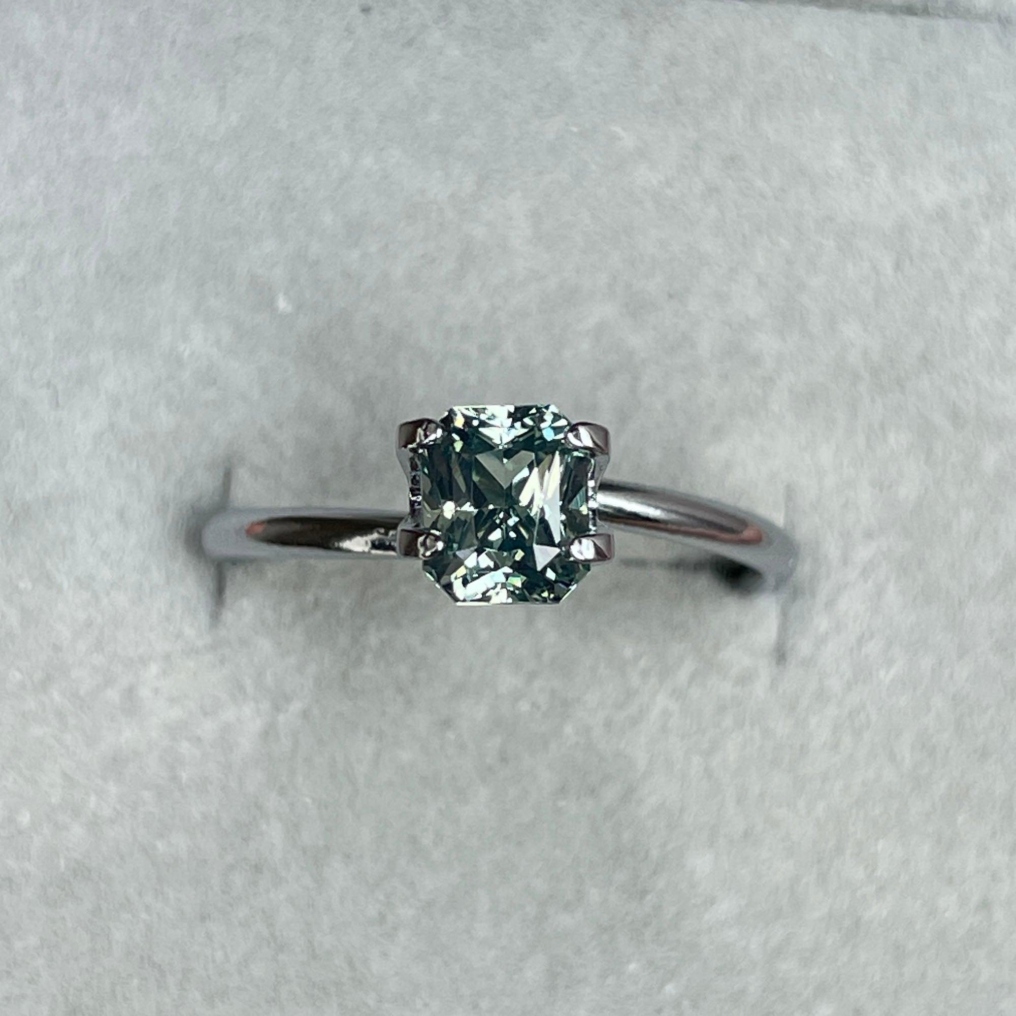Radiant cut Greenish blue sapphire, 1.26 crt. - NASHGEMS