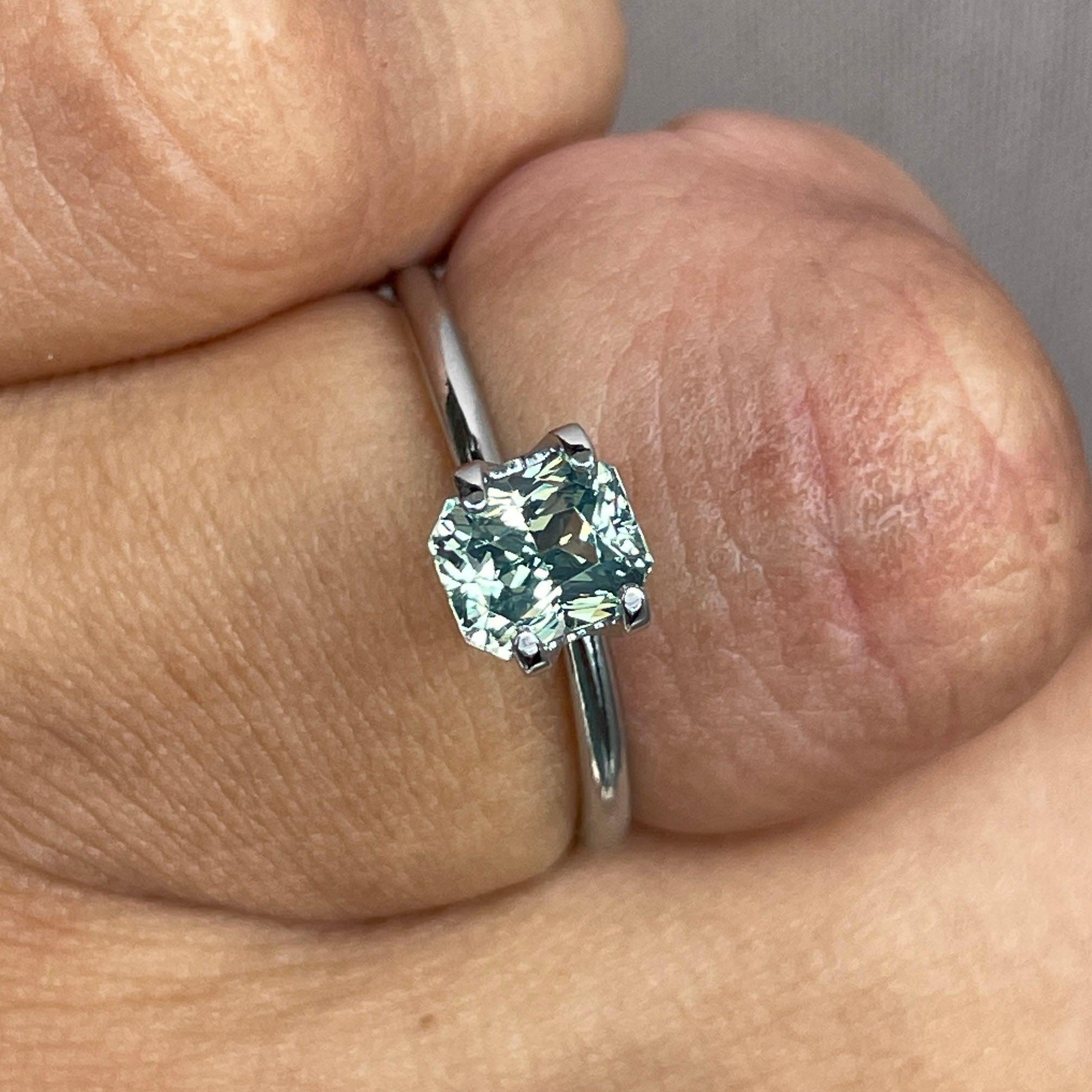 Radiant cut Greenish blue sapphire, 1.26 crt. - NASHGEMS