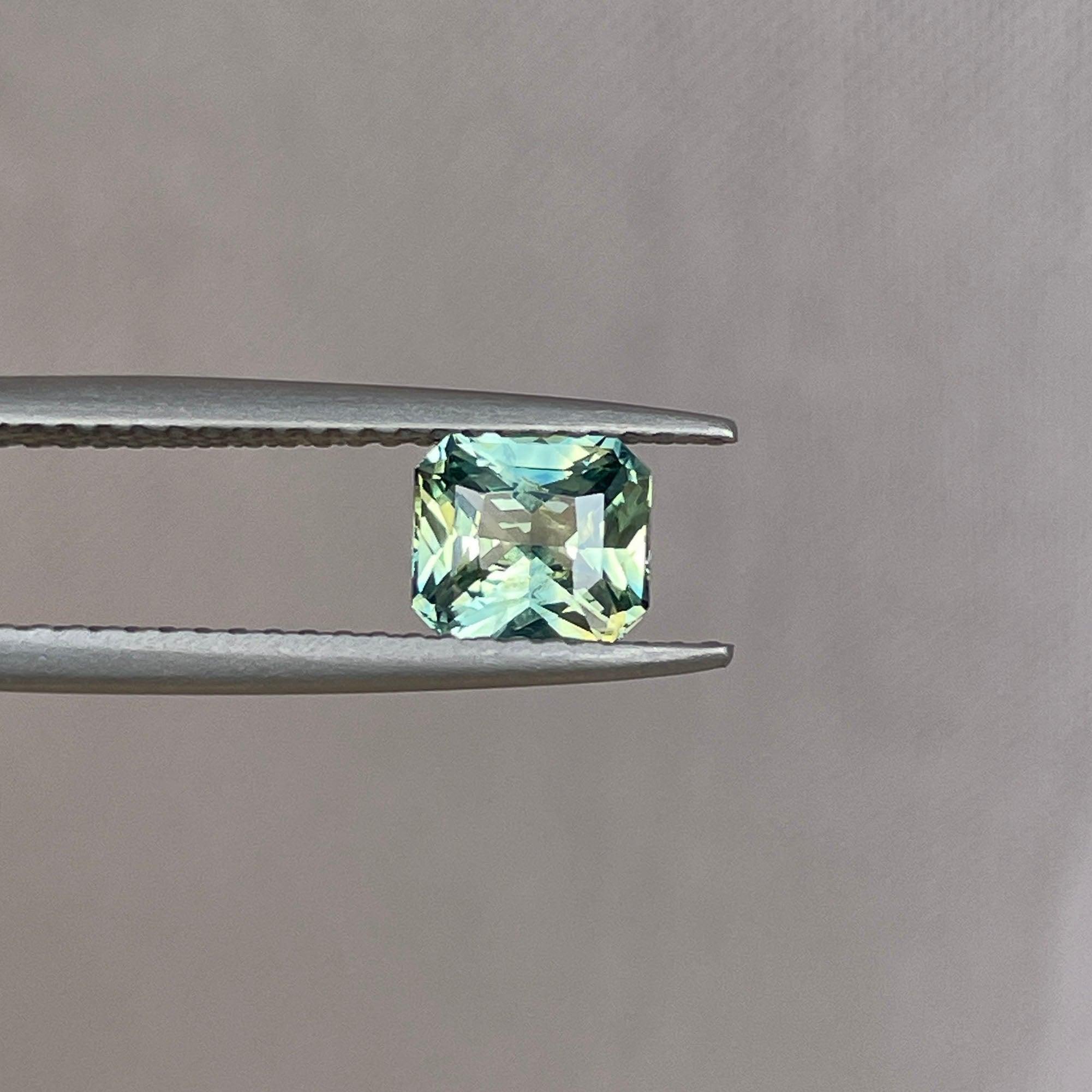 Radiant cut Greenish blue sapphire, 1.00 crt.