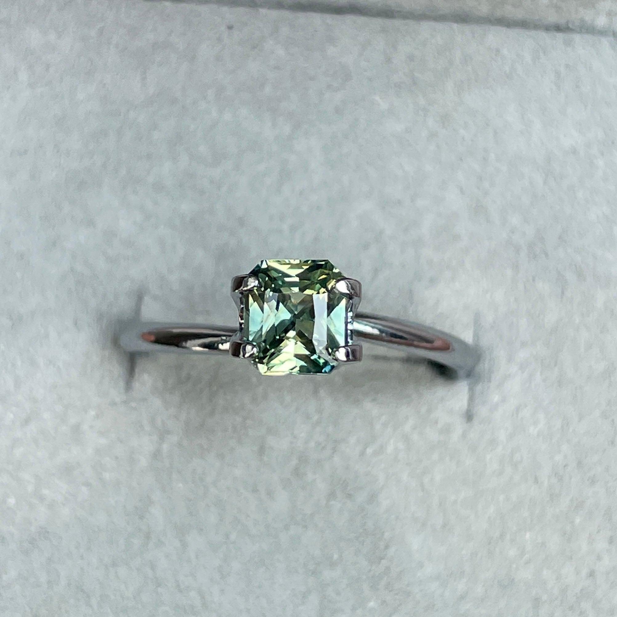 Radiant cut Greenish blue sapphire, 1.00 crt.