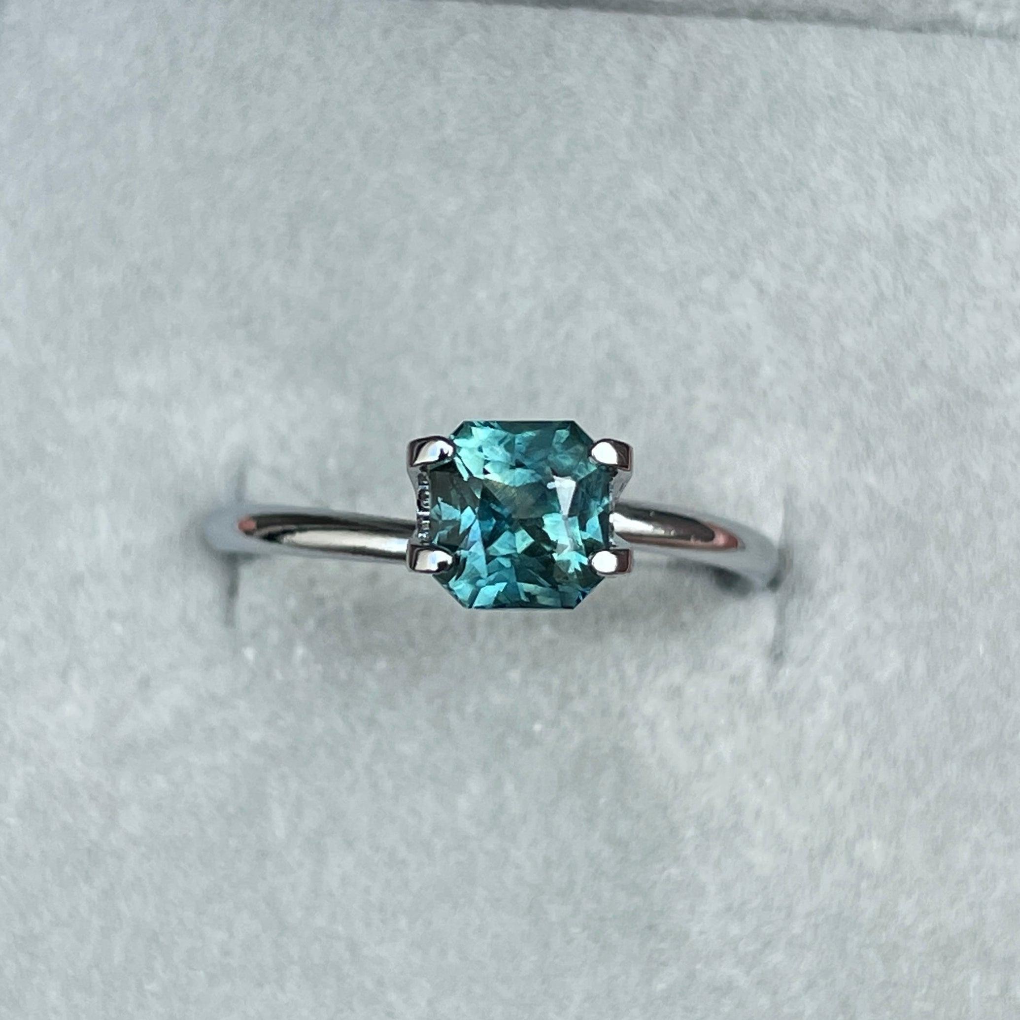 Natural Blue Green Sapphire Radiant Cut 1.43 Carat