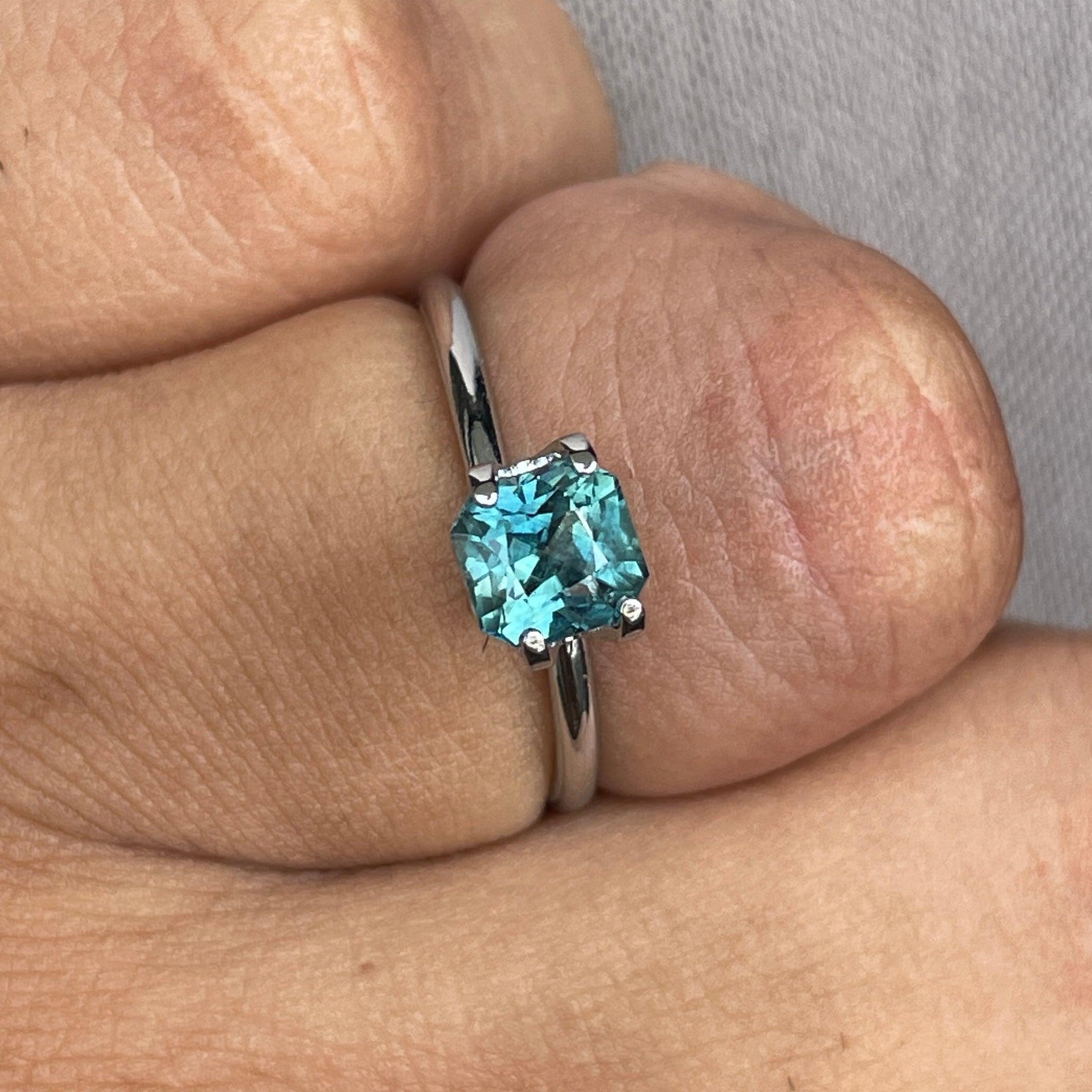 Natural Blue Green Sapphire Radiant Cut 1.43 Carat