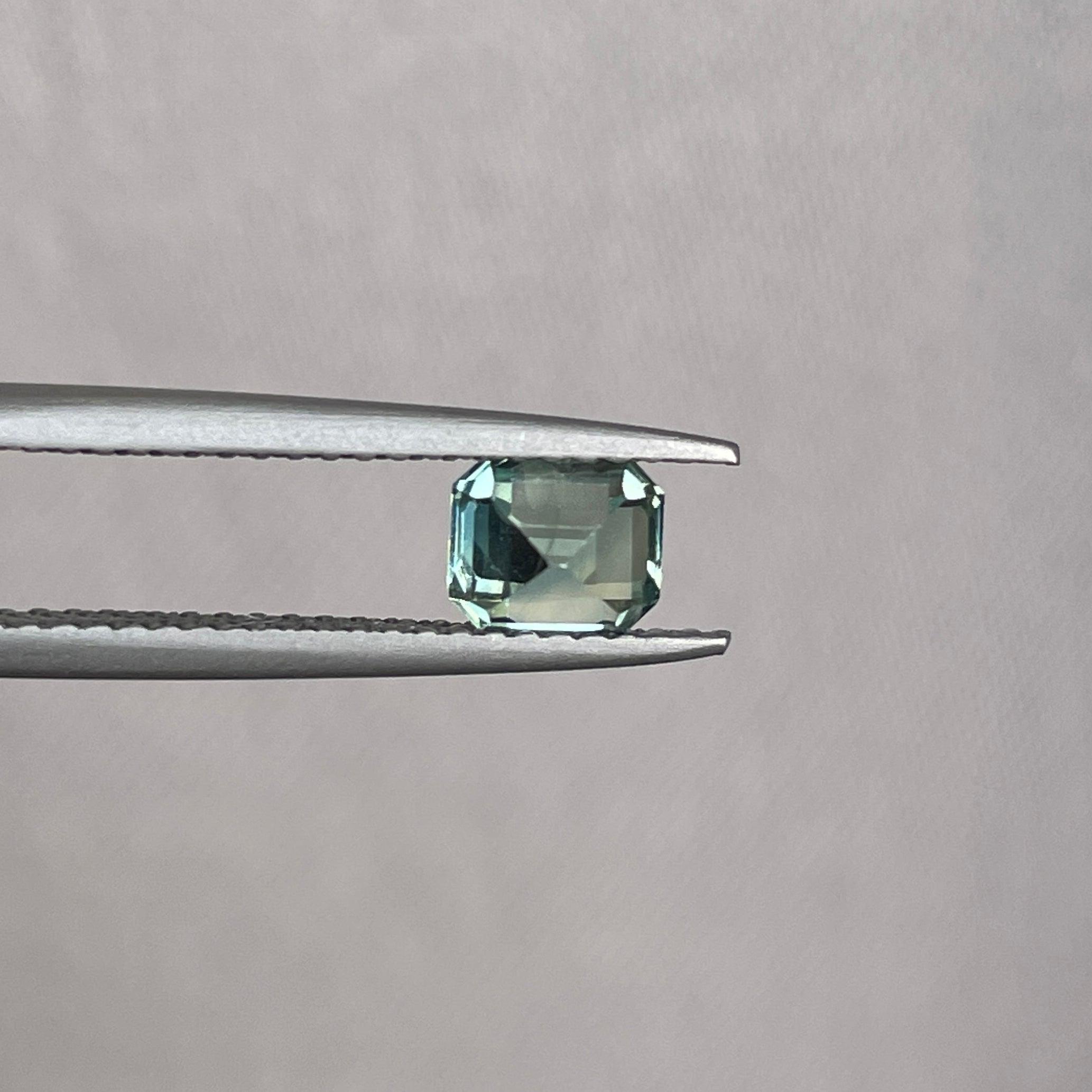 Natural heated asscher Teal Bluish Green Sapphire 1.02 carats - NASHGEMS
