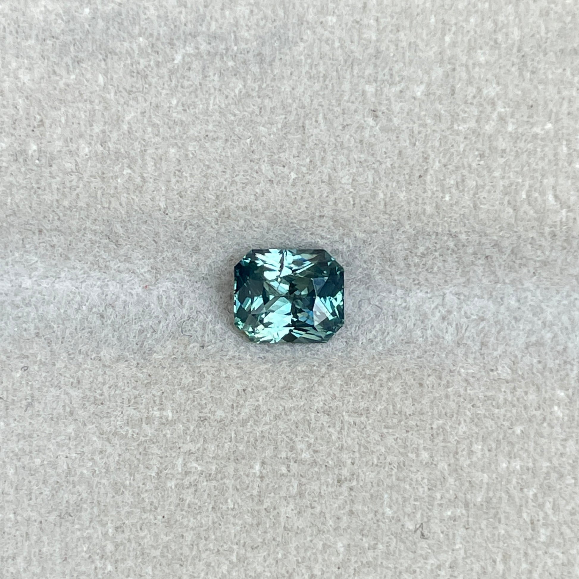 Radiant cut Greenish blue sapphire, 1.12 crt.\