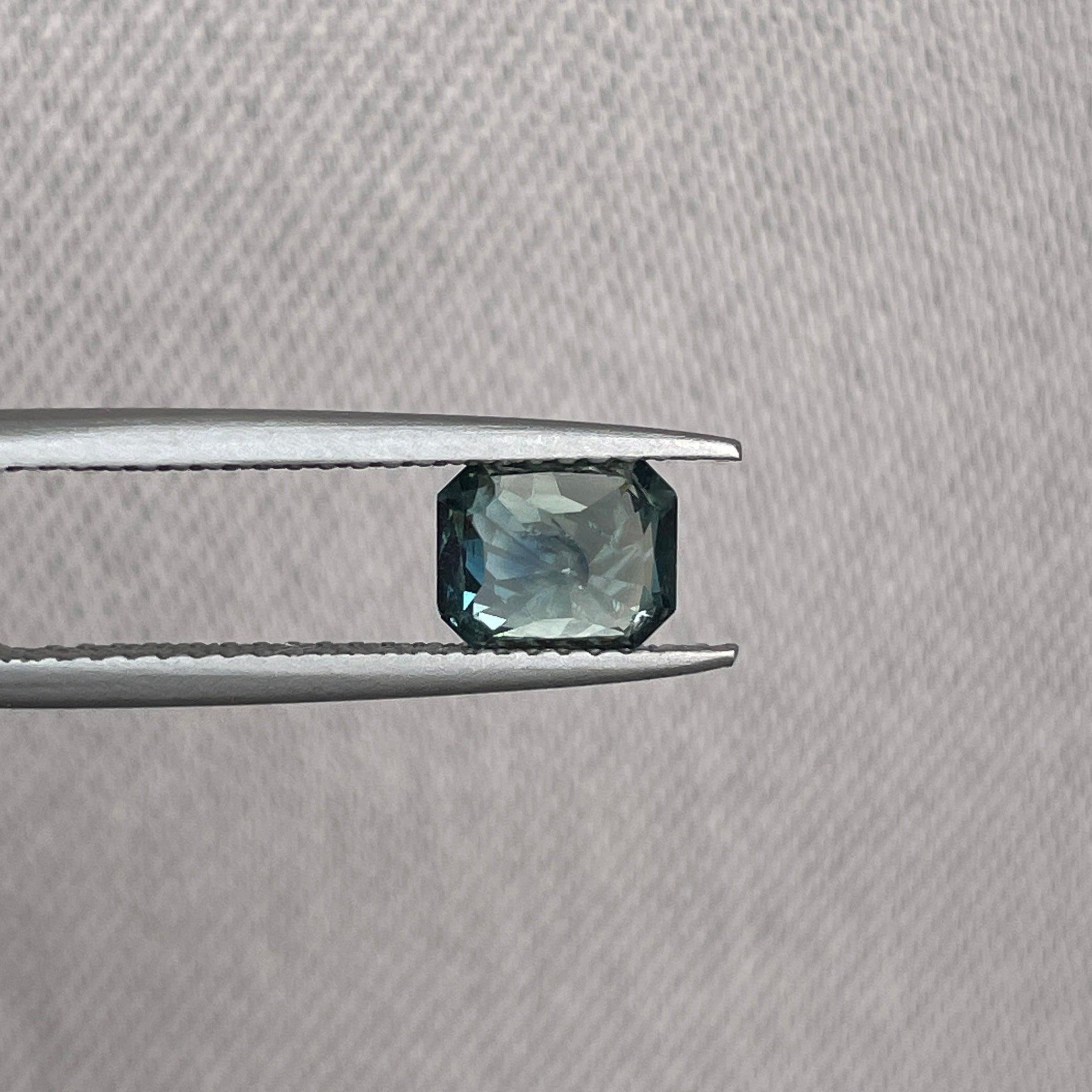 Natural Blue Green Sapphire Radiant Cut 5.40 x 6.50 Mm. 1.38 crt - NASHGEMS