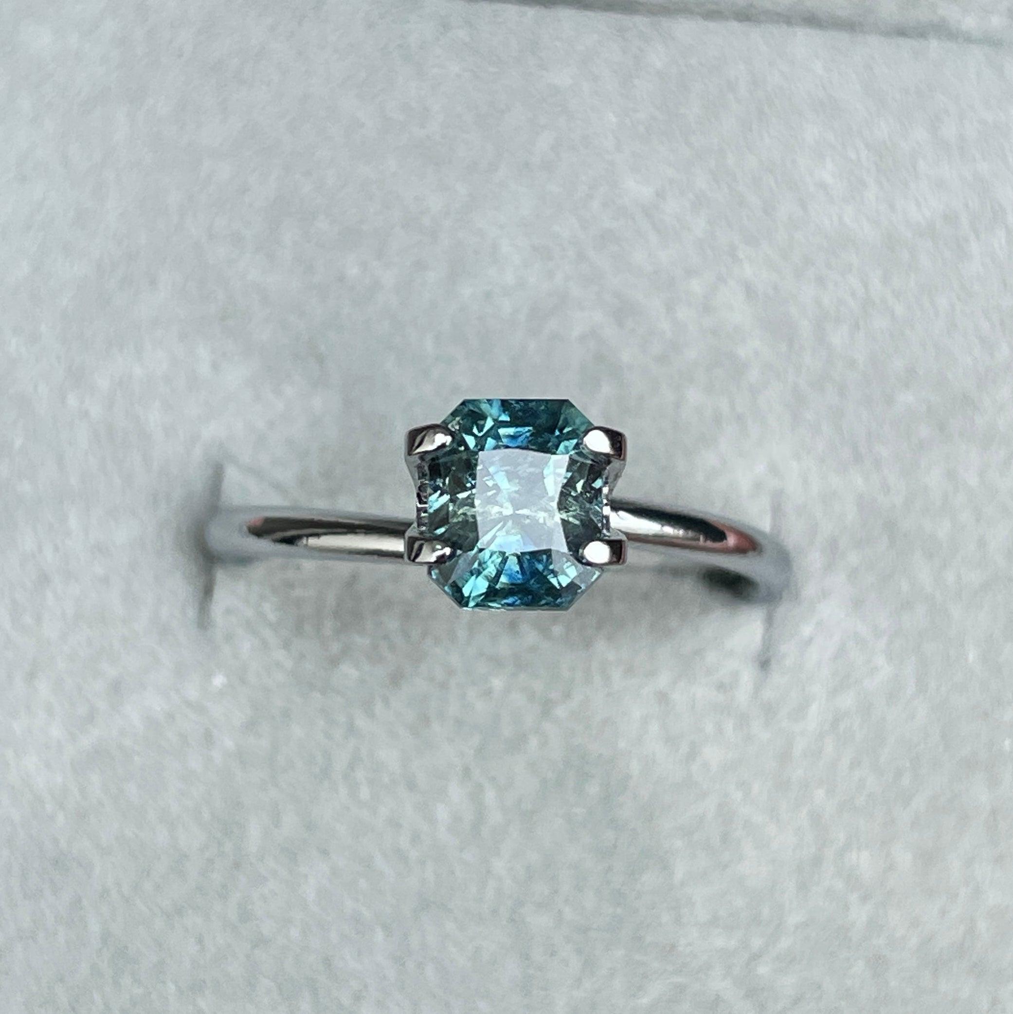 Natural Blue Green Sapphire Radiant Cut 5.40 x 6.50 Mm. 1.38 crt - NASHGEMS