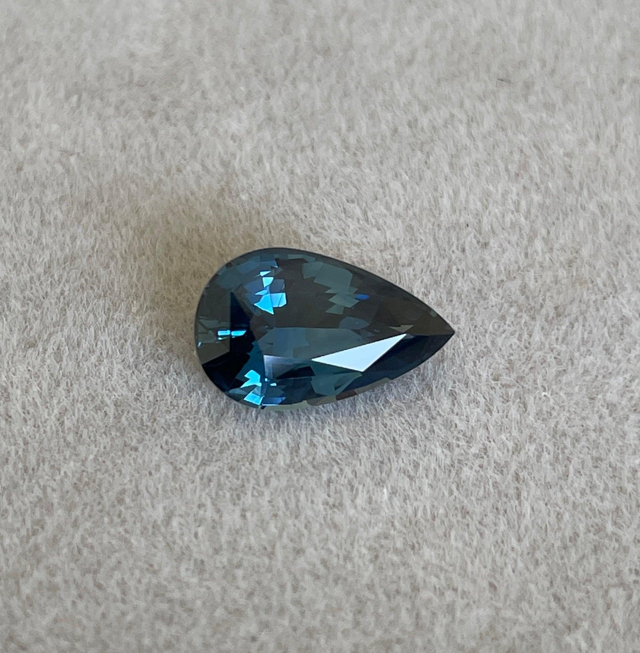 teal blue green parti sapphire pear drop cut gem 2.15 crt. Custom oval sapphire loose stone engagement wedding rings gifts for women, mom and her. - NASHGEMS