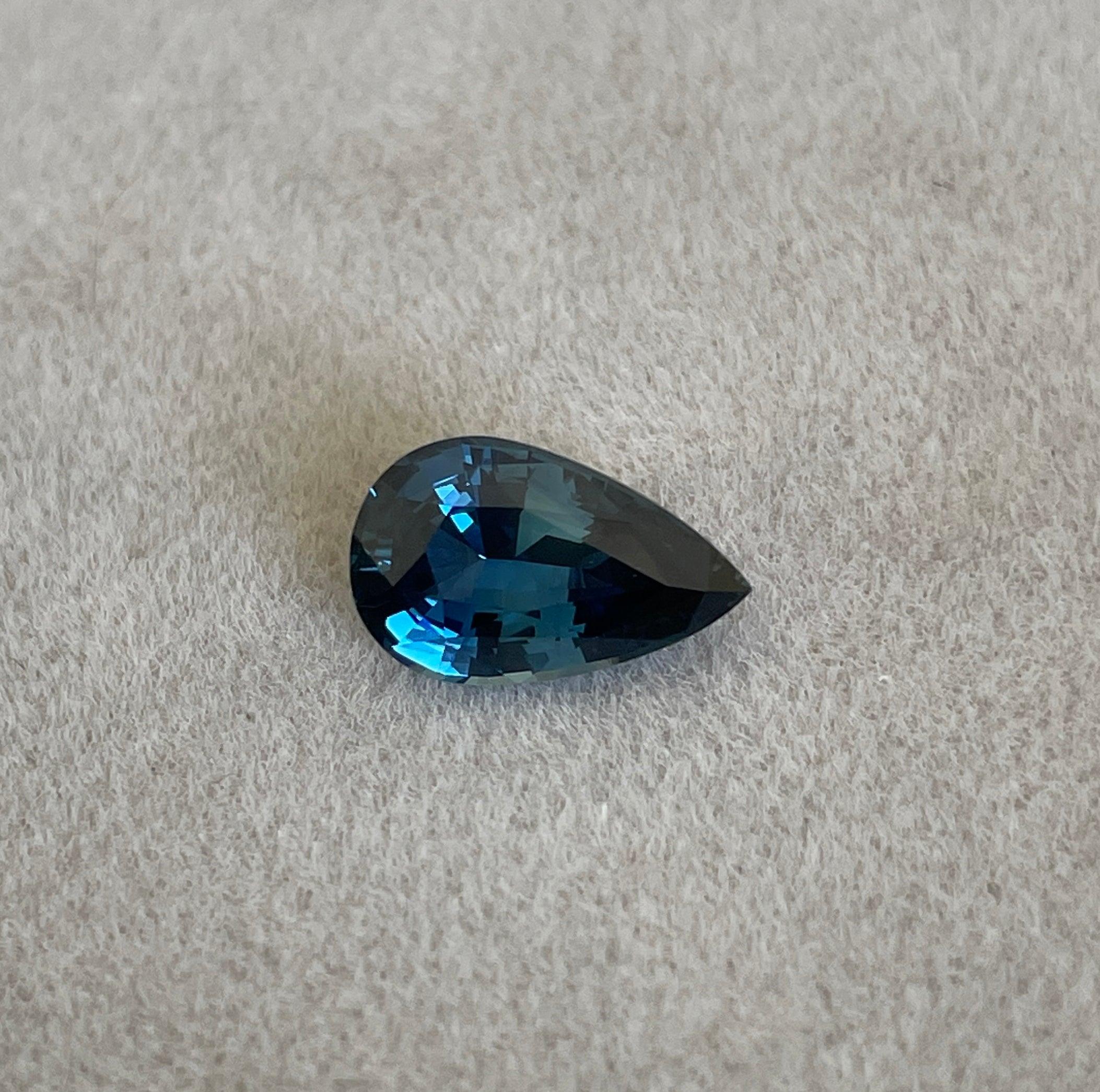 teal blue green parti sapphire pear drop cut gem 2.15 crt. Custom oval sapphire loose stone engagement wedding rings gifts for women, mom and her. - NASHGEMS
