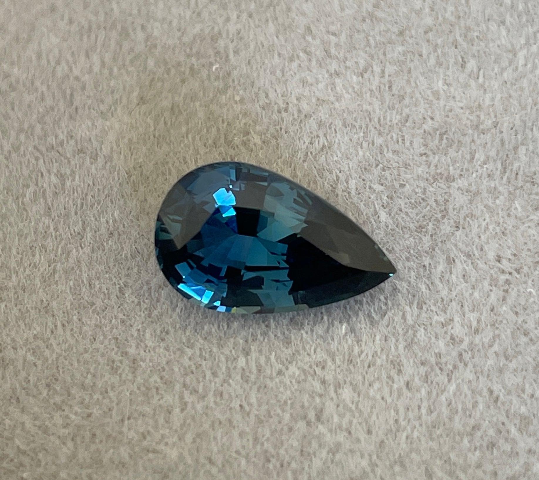 teal blue green parti sapphire pear drop cut gem 2.15 crt. Custom oval sapphire loose stone engagement wedding rings gifts for women, mom and her. - NASHGEMS