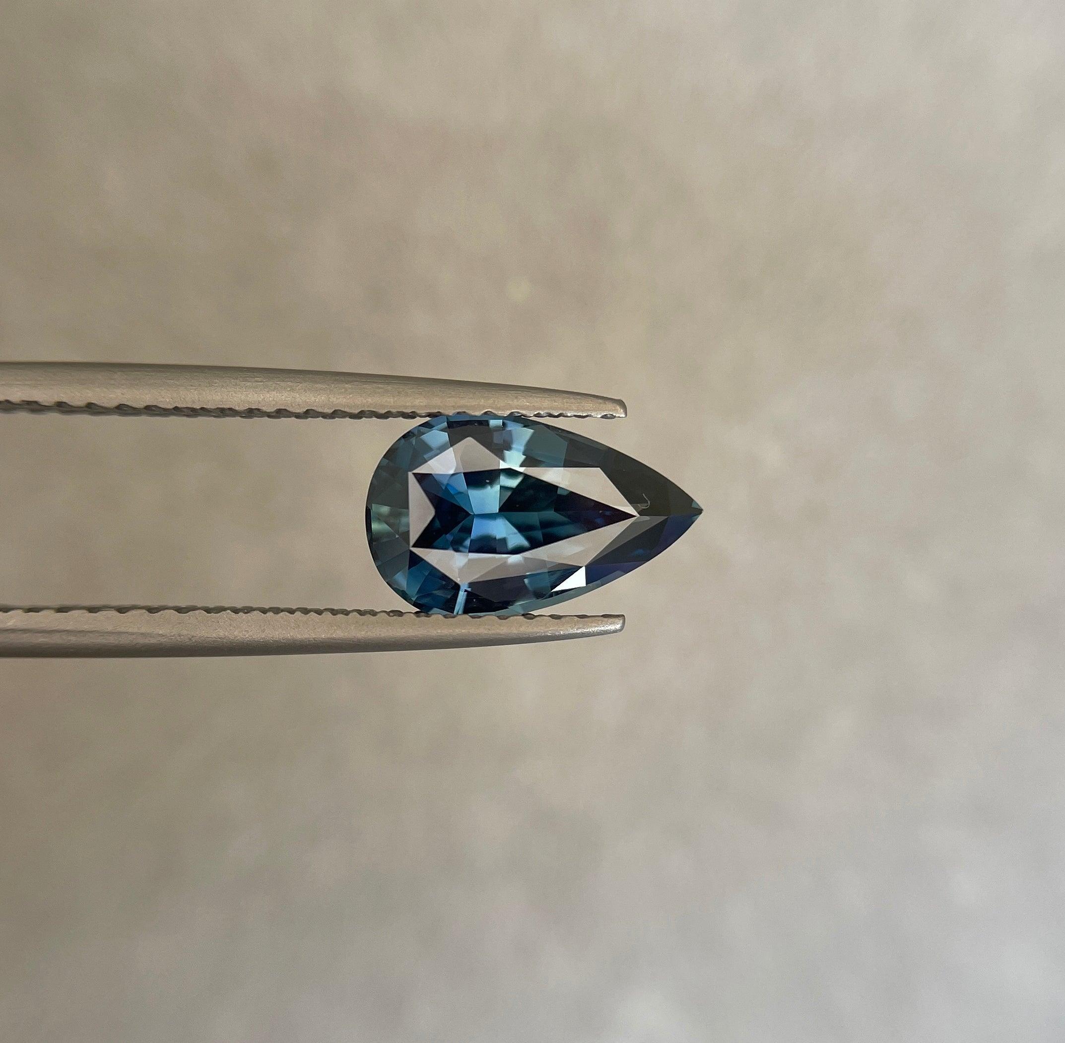 teal blue green parti sapphire pear drop cut gem 2.15 crt. Custom oval sapphire loose stone engagement wedding rings gifts for women, mom and her. - NASHGEMS