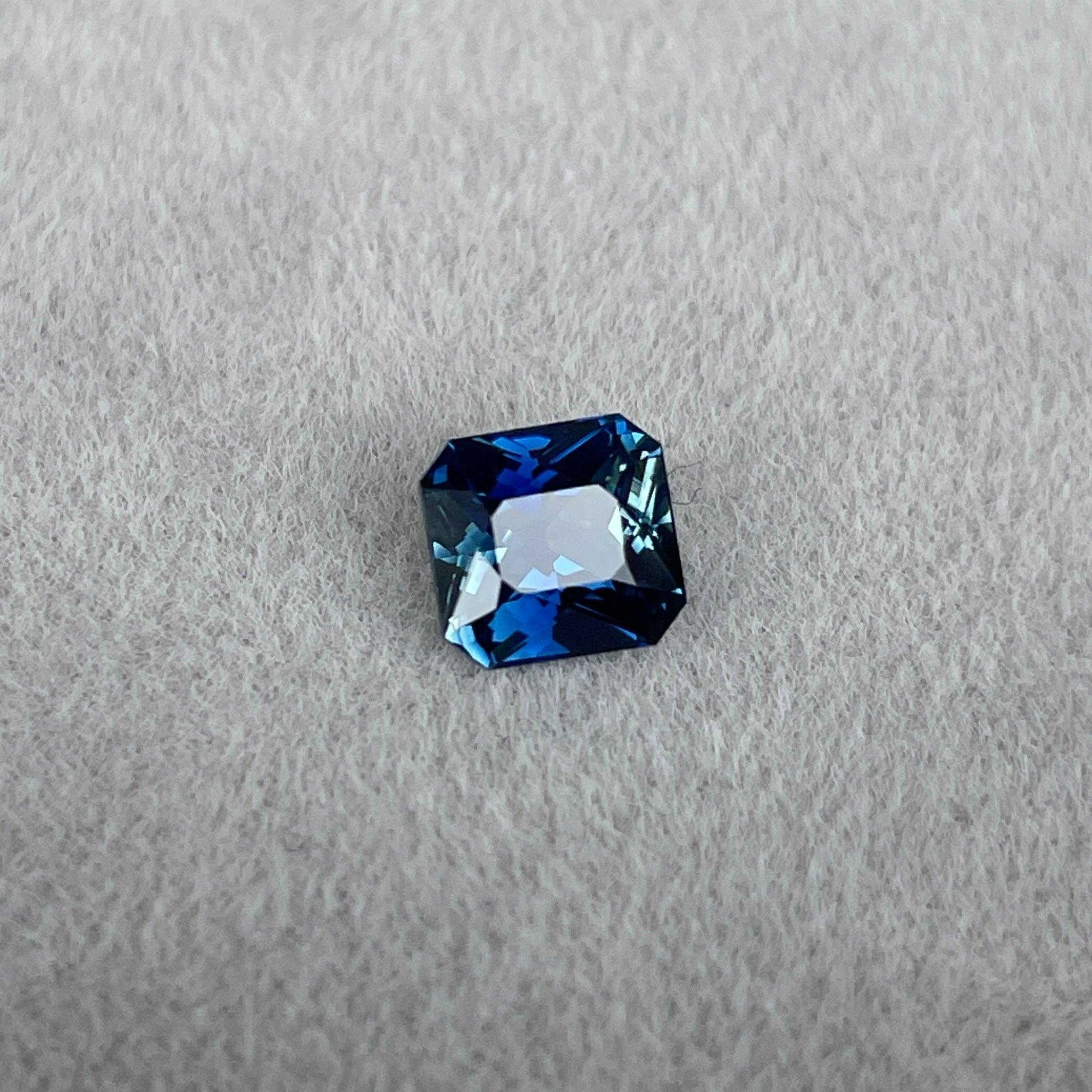 Stunning 1.23 ct Blue Green Bicolored Sapphire radiant cut for Engagement Ring, The Appeal Of rich Bluish-Green and Greenish-Blue Sapphires - NASHGEMS