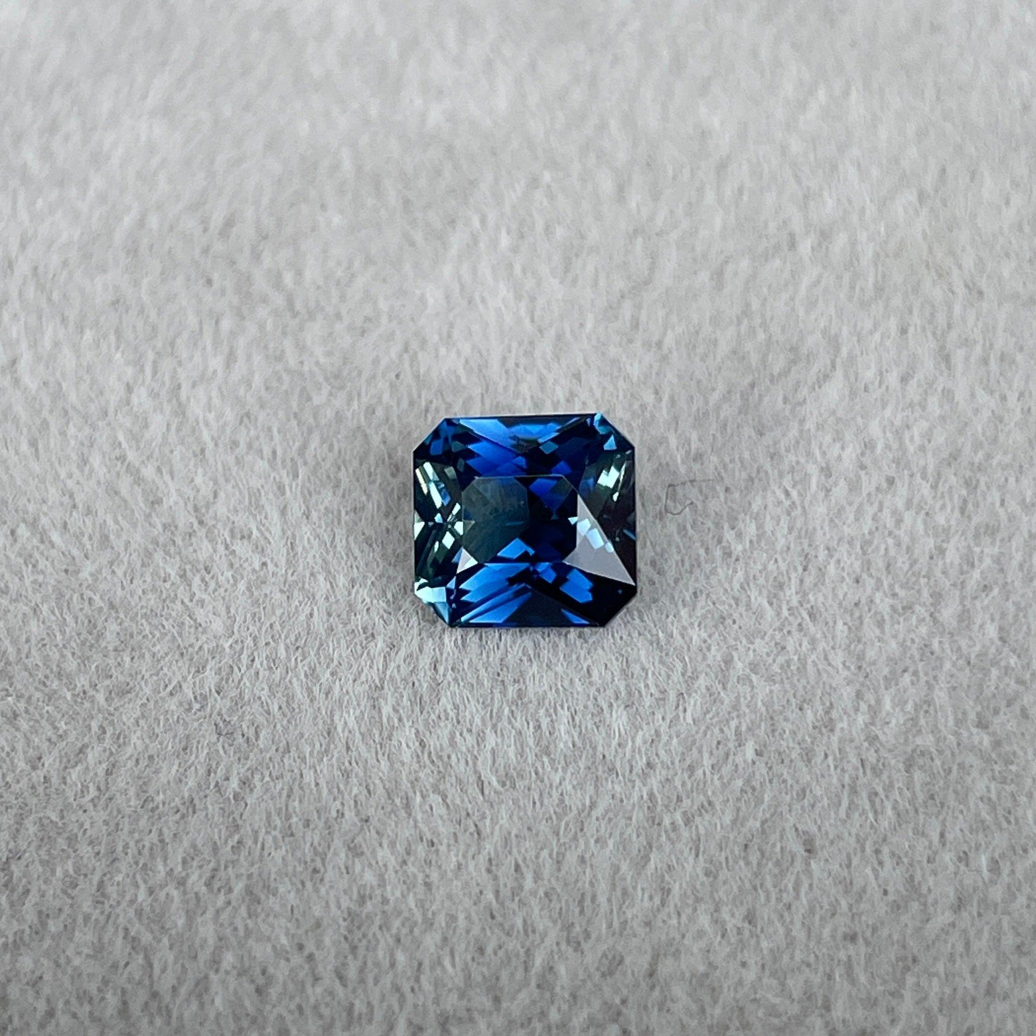 Stunning 1.23 ct Blue Green Bicolored Sapphire radiant cut for Engagement Ring, The Appeal Of rich Bluish-Green and Greenish-Blue Sapphires - NASHGEMS