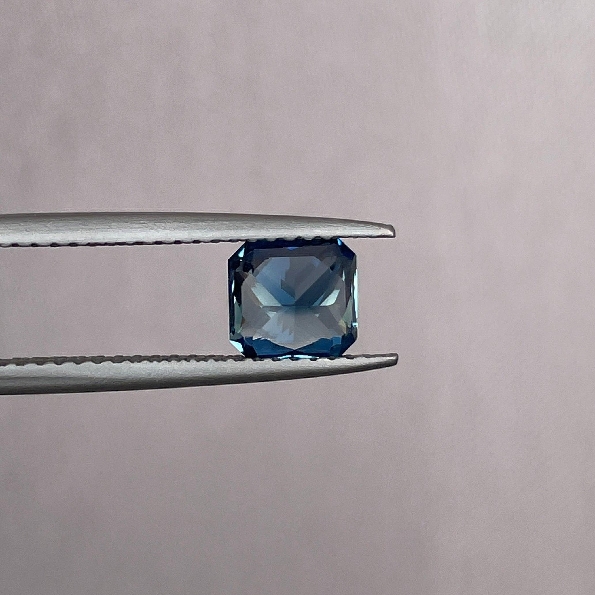 Stunning 1.23 ct Blue Green Bicolored Sapphire radiant cut for Engagement Ring, The Appeal Of rich Bluish-Green and Greenish-Blue Sapphires - NASHGEMS