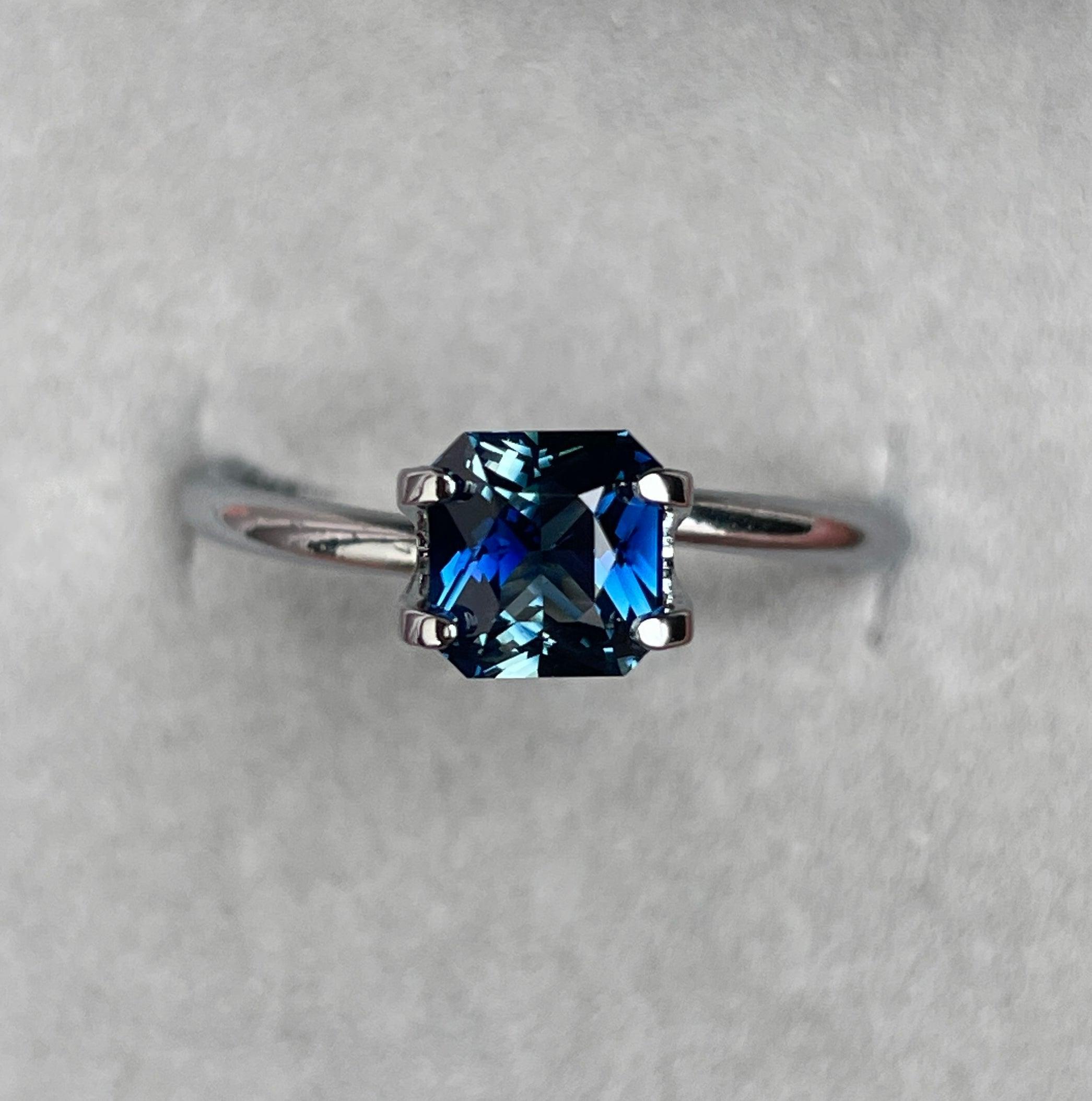 Stunning 1.23 ct Blue Green Bicolored Sapphire radiant cut for Engagement Ring, The Appeal Of rich Bluish-Green and Greenish-Blue Sapphires