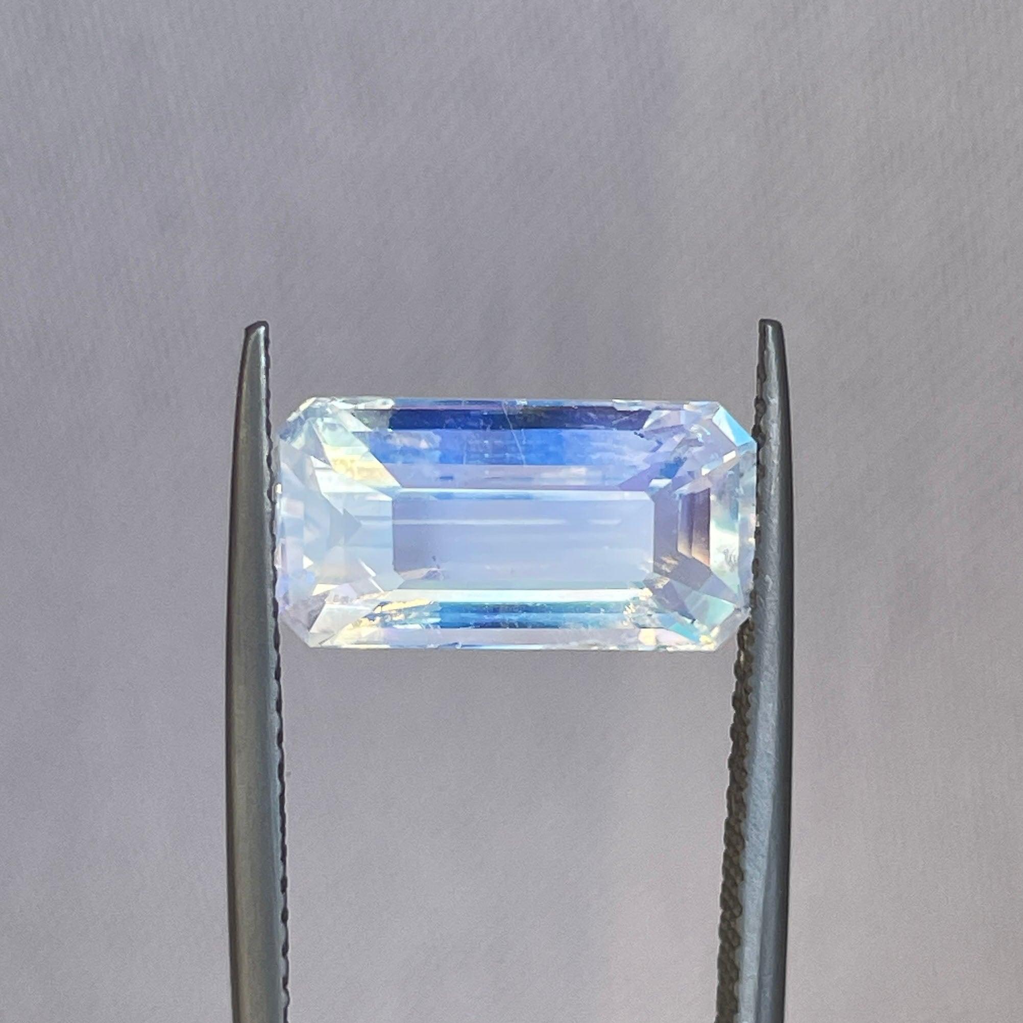 3.52 Natural Faceted rainbow moonstone, untreated gem stone for jewellery - NASHGEMS