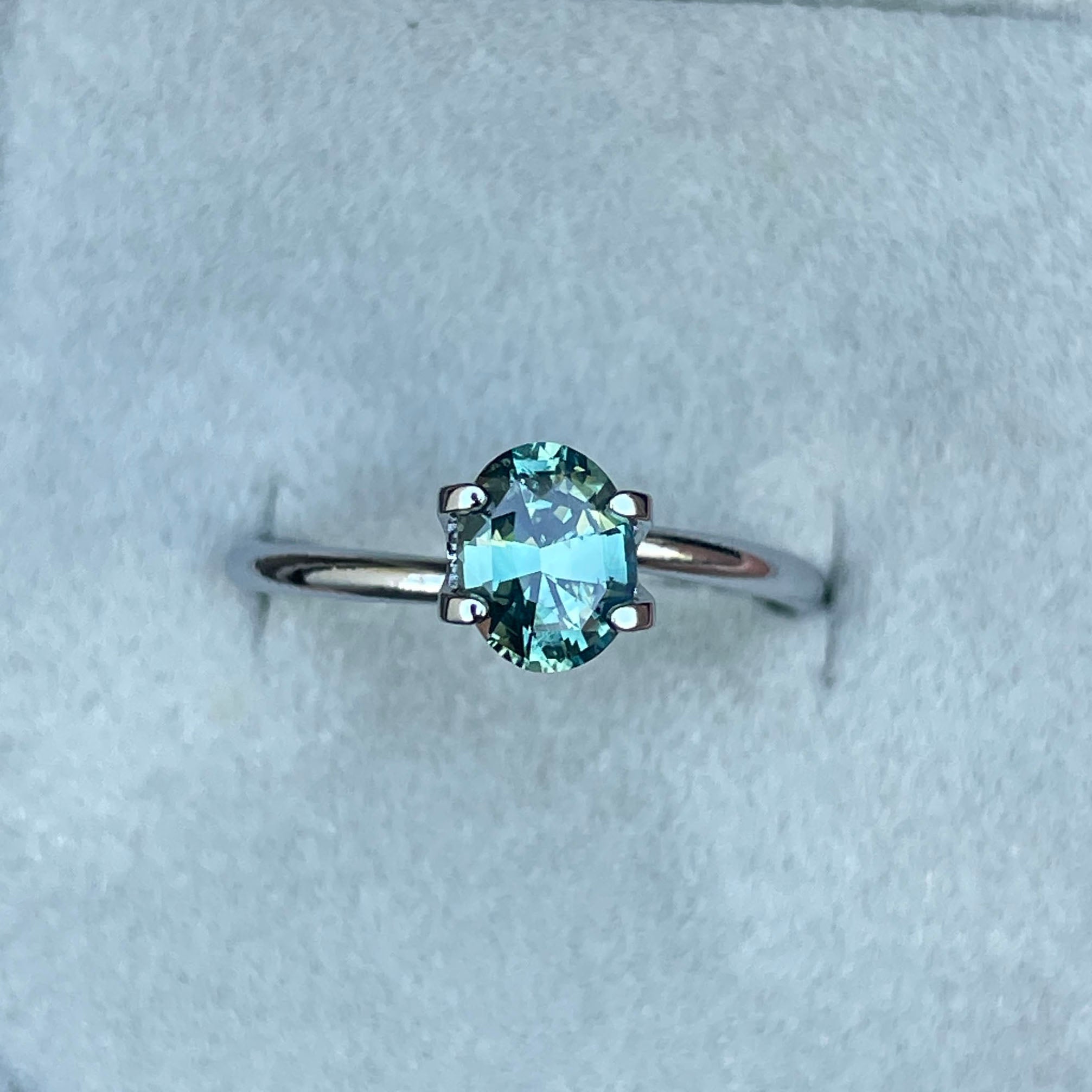 NATURAL TEAL BLUE GREEN SAPPHIRE OVAL 1.19