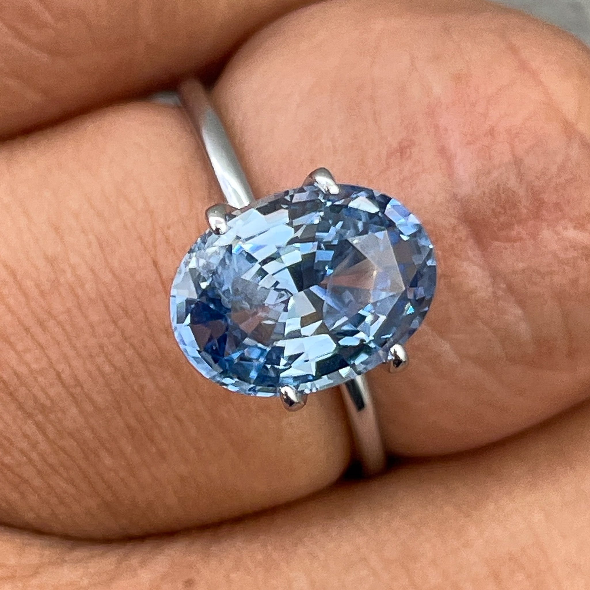 Natural Ceylon blue sapphire, 3.34 ct oval cut, loose gemstone by NASHGEMS, ideal for engagement rings or custom jewelry.