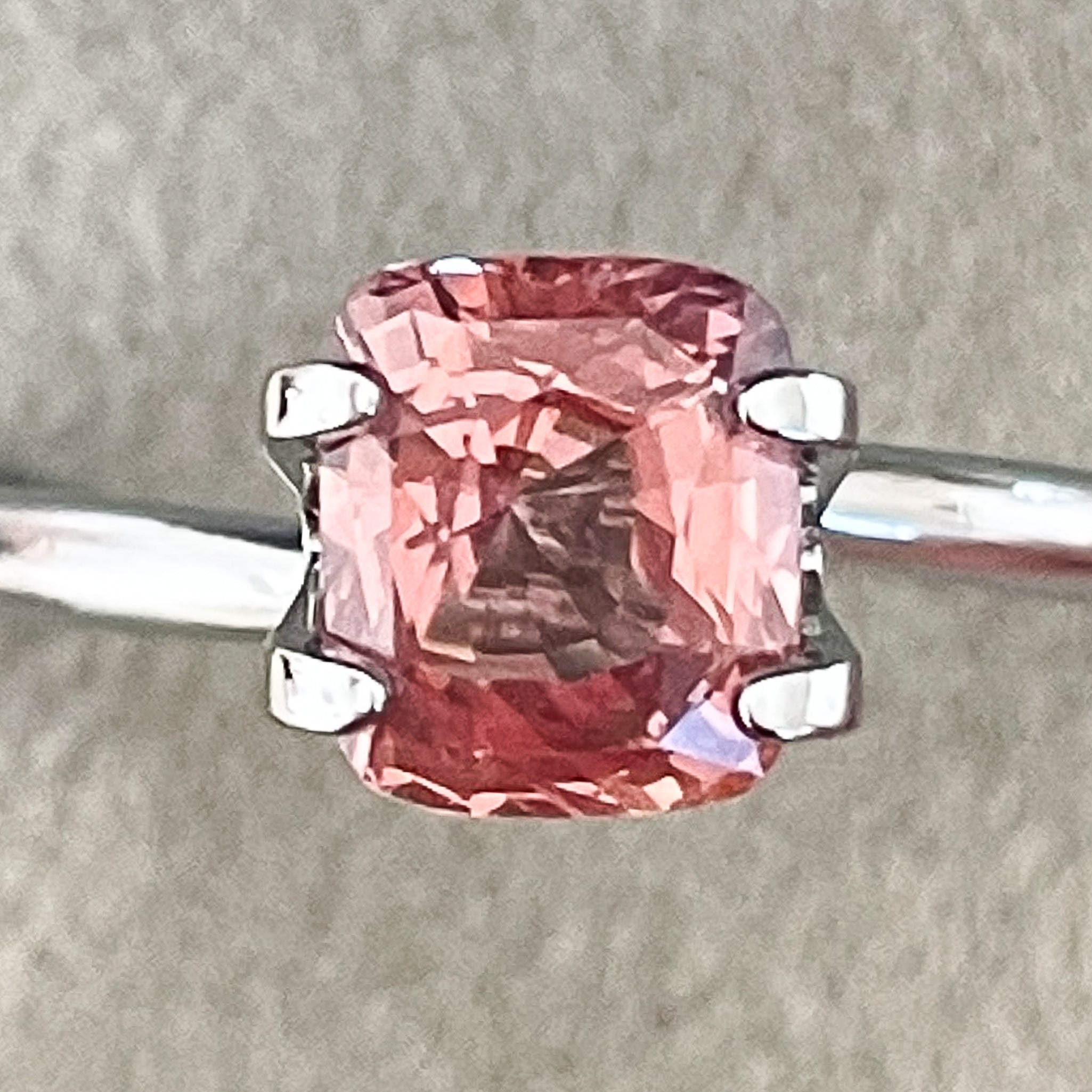 Natural Padparadscha sapphire loose gemstone, 1.55 Ct cushion cut, no heat, suitable for engagement rings, by NASHGEMS.