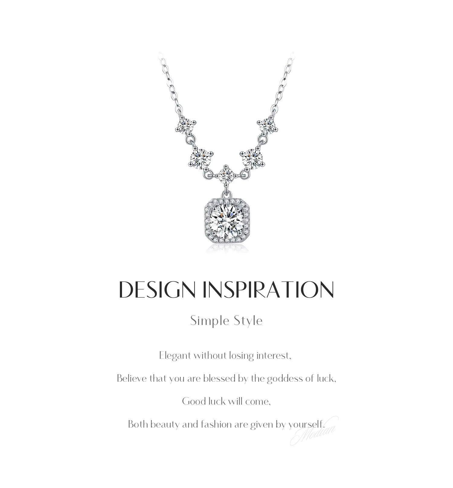 Moissanite Halo Pendant Necklace – 925 Sterling Silver, 1CT D Color, Luxury Jewelry for Women - NASHGEMS