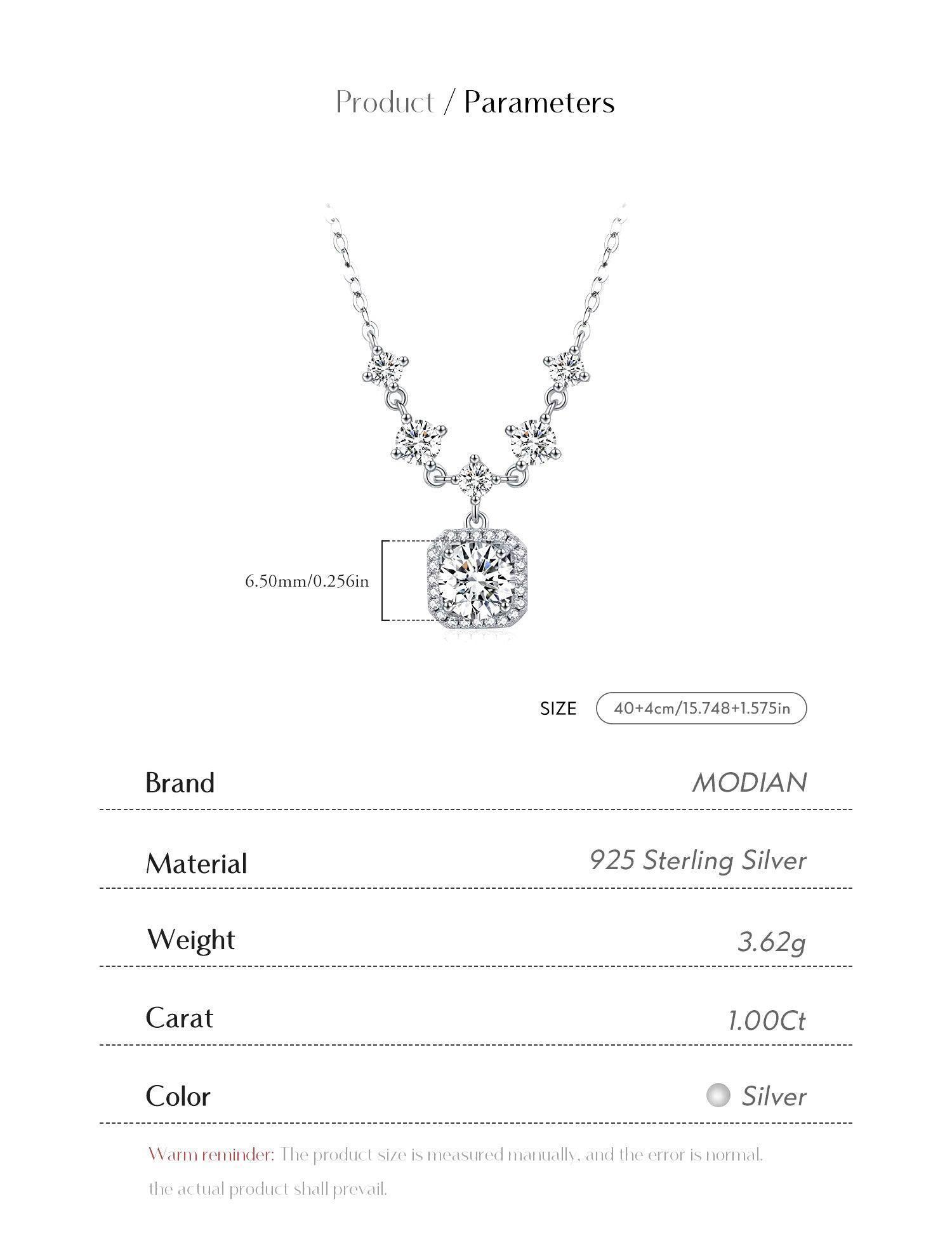 Moissanite Halo Pendant Necklace – 925 Sterling Silver, 1CT D Color, Luxury Jewelry for Women - NASHGEMS