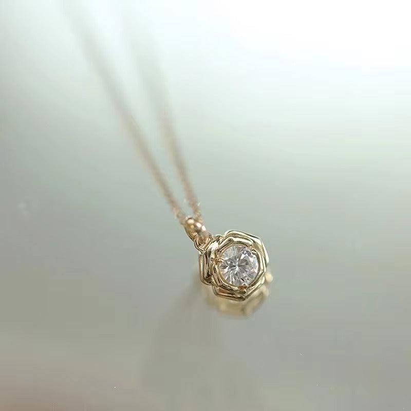Daily wear Zircon Flower Necklace for Women – Exquisite Jewelry Gift - 925 Sterling Silver Gold Plated - NASHGEMS