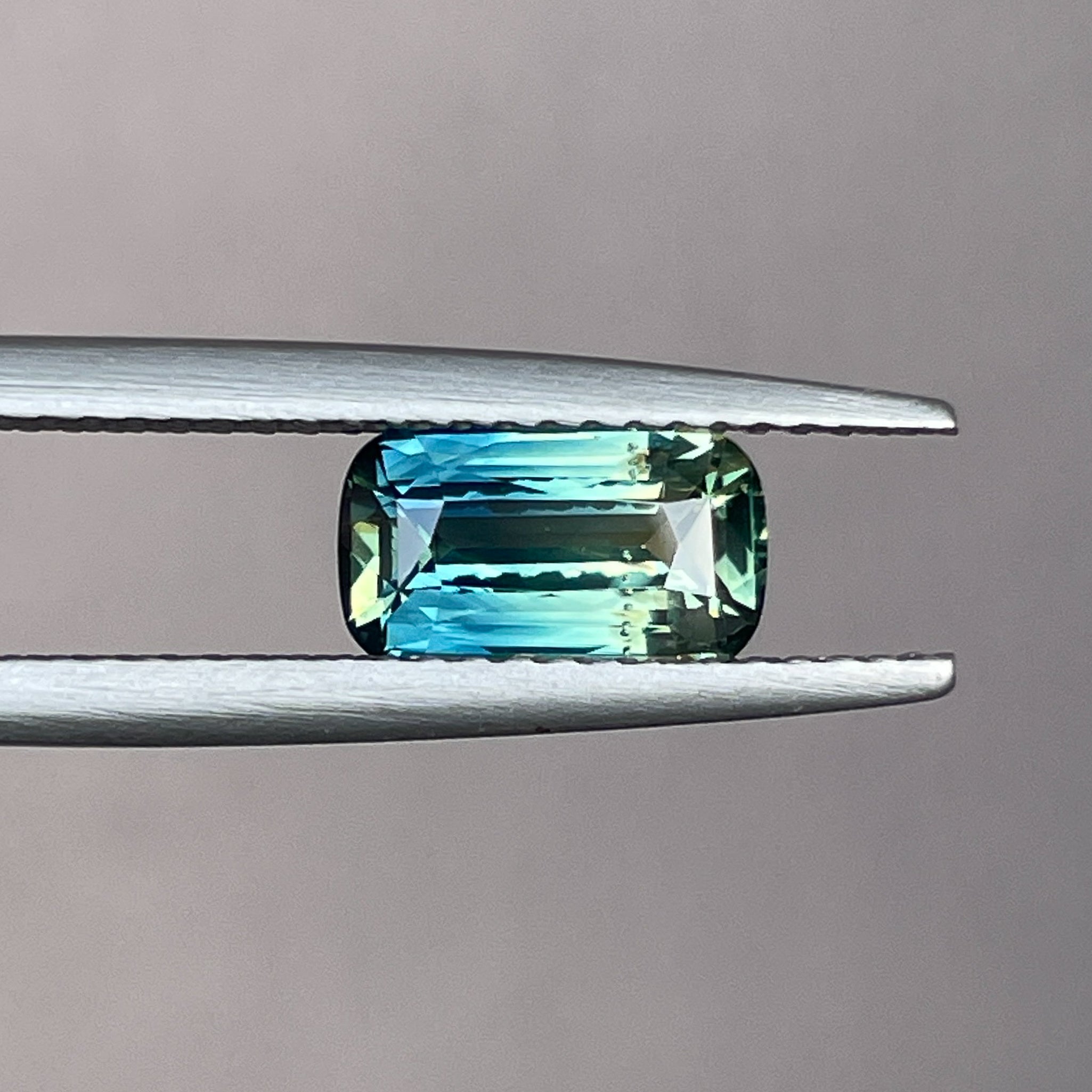 Teal Natural Parti Bi Colour Sapphire 1.55 Ct elongated cushion cut loose gemstone by NASHGEMS for jewelry making or engagement rings