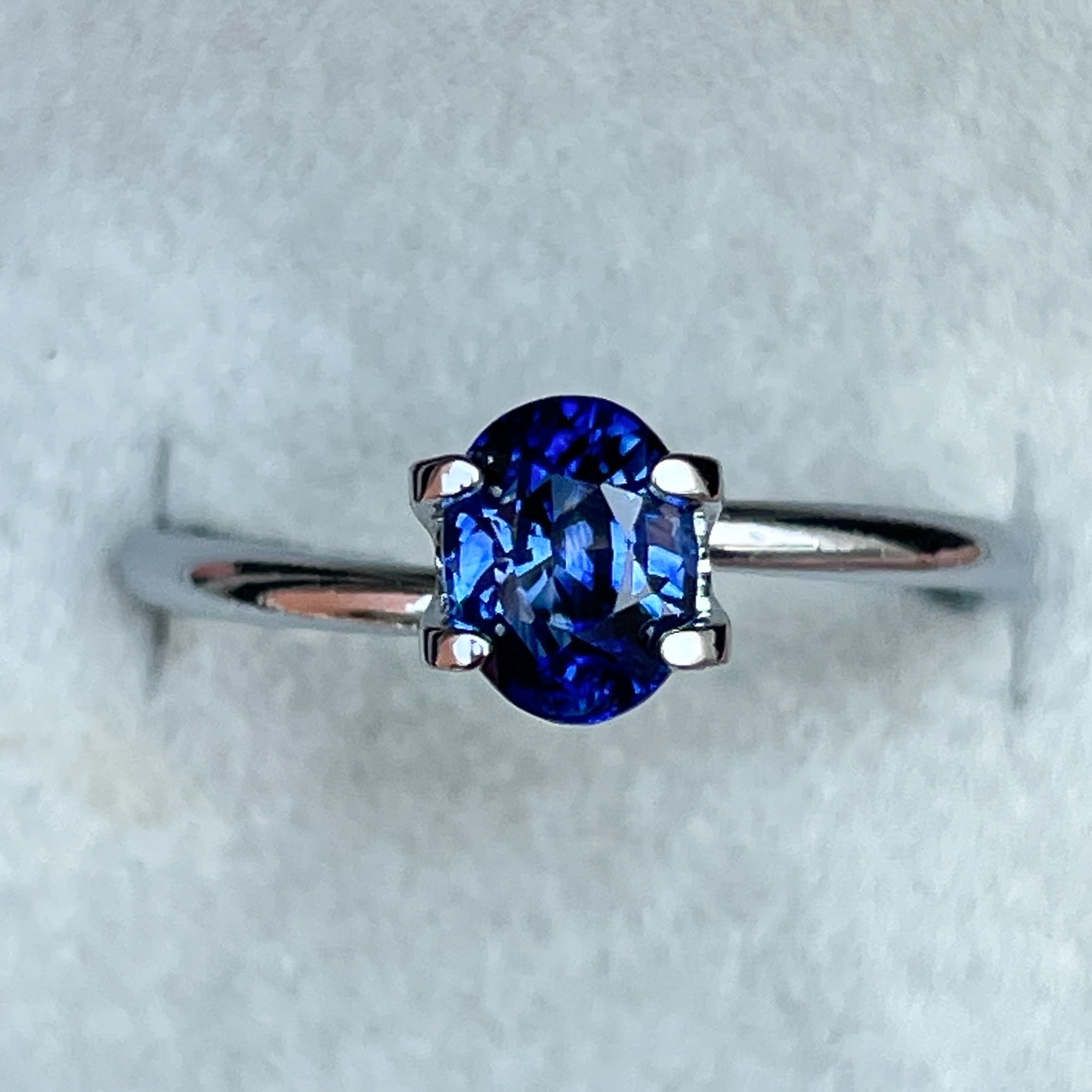 Oval cut natural Ceylon blue sapphire, 1.08 Ct, heat treated loose gemstone from NASHGEMS suitable for engagement or custom jewelry.