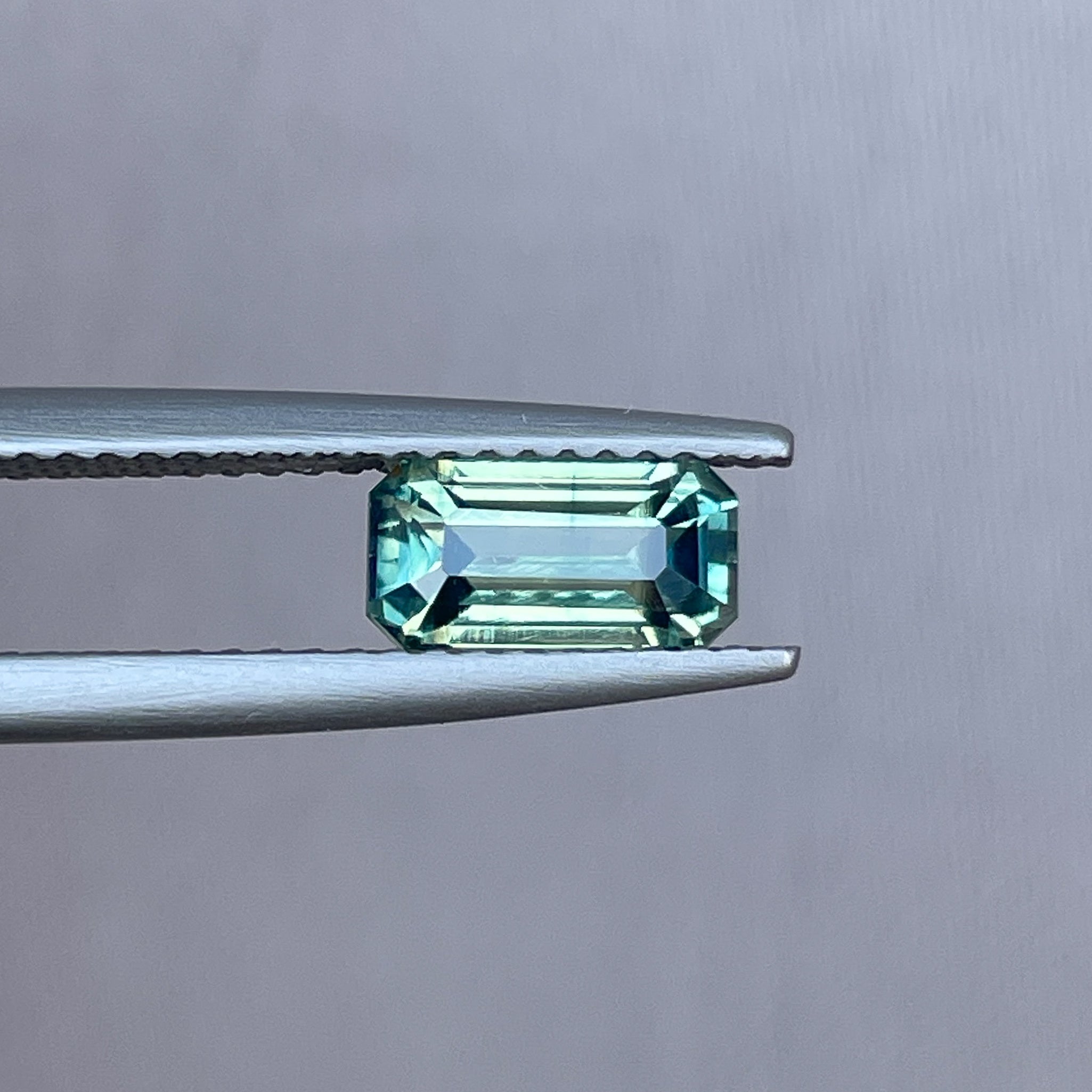 bi coloured parti sapphire teal green for sale emerald cut 1.49 crt. loose parti sapphire stone birthstone color for september loose precious stones - NASHGEMS
