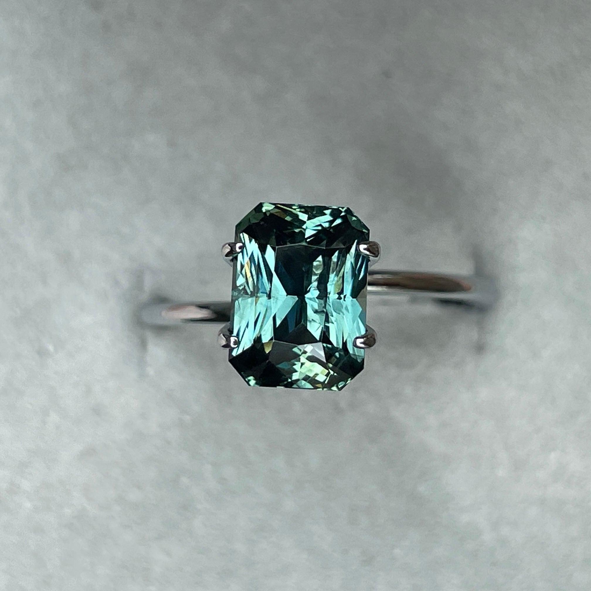 loose teal sapphire emerald radiant cut