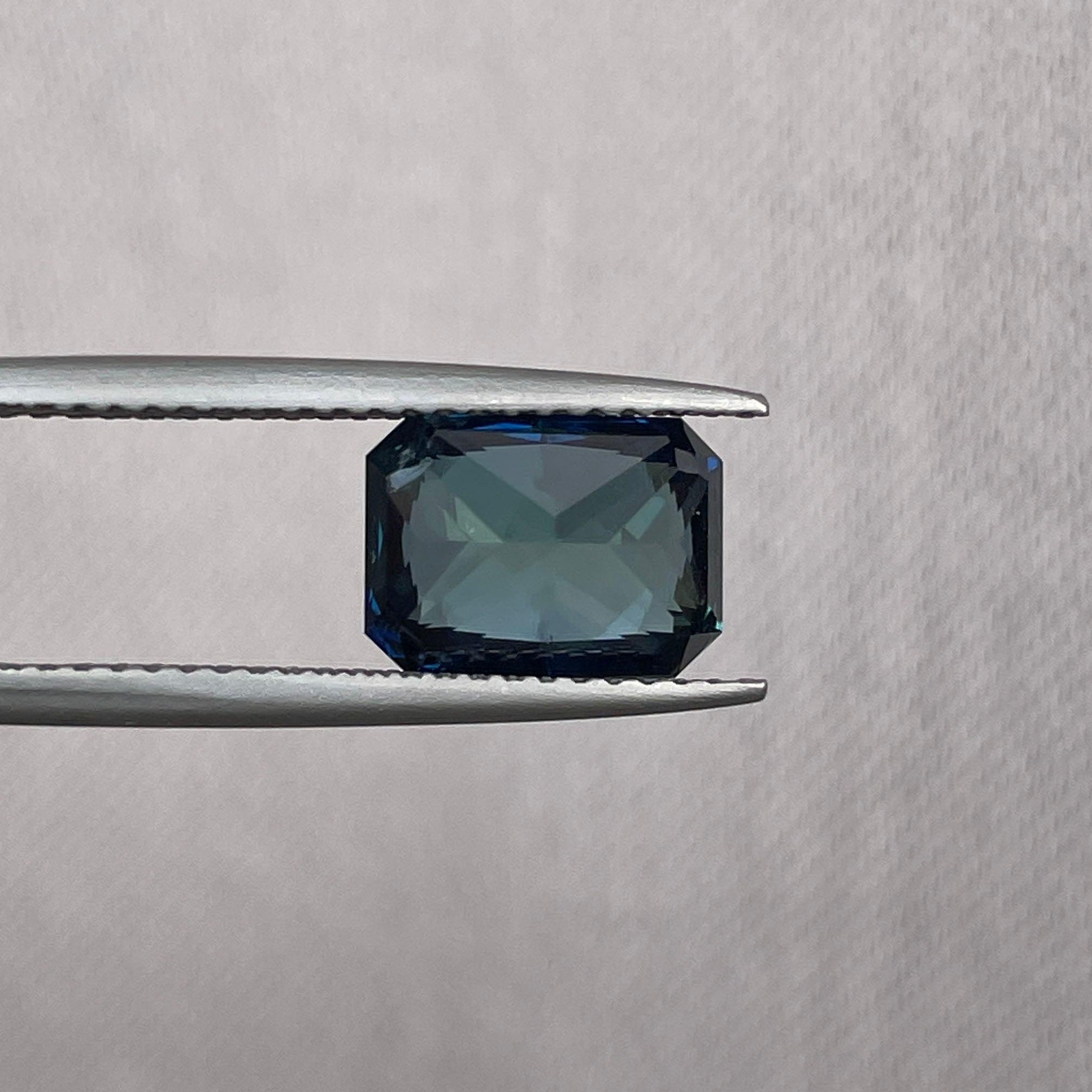 loose teal sapphire emerald radiant cut