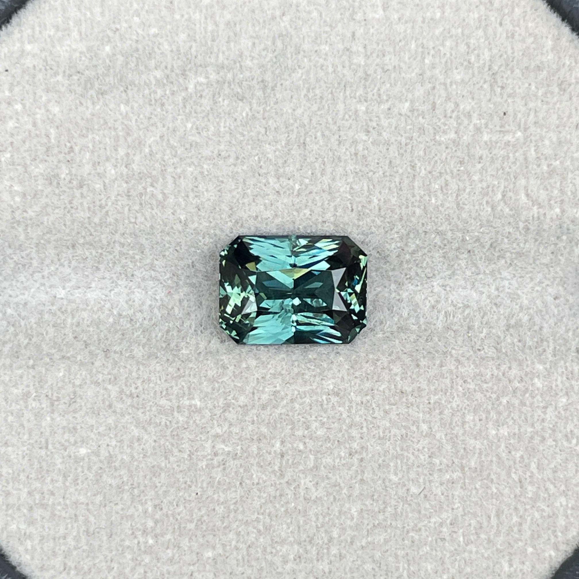 loose teal sapphire emerald radiant cut