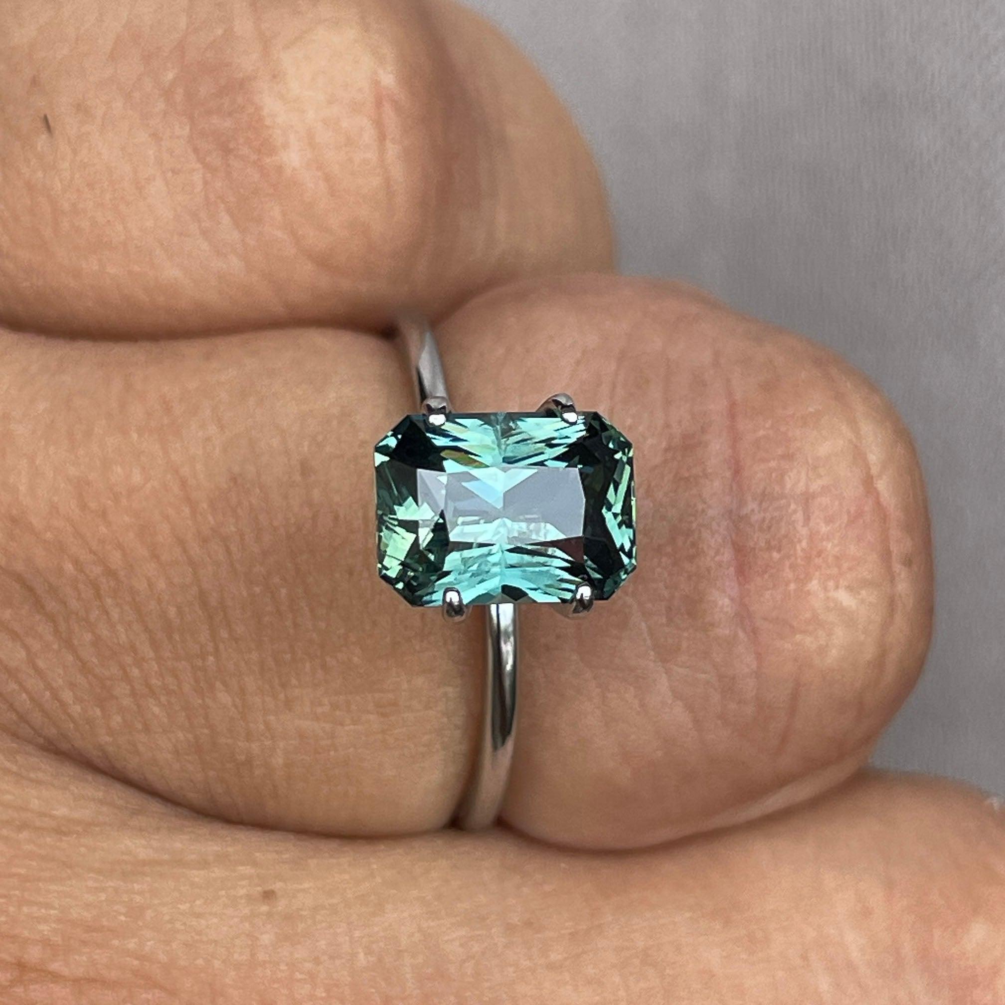 loose teal sapphire emerald radiant cut