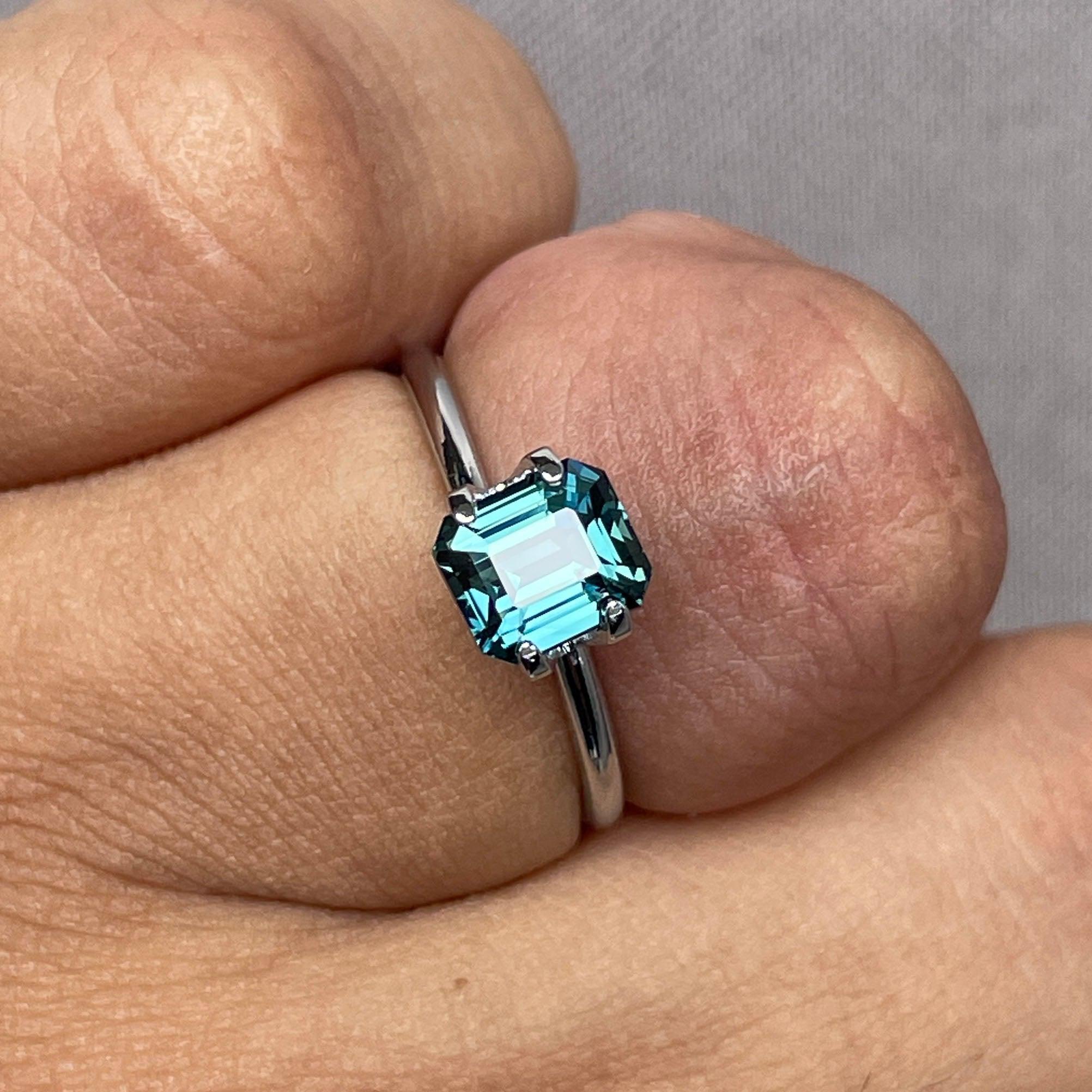 loose teal sapphire emerald radiant cut