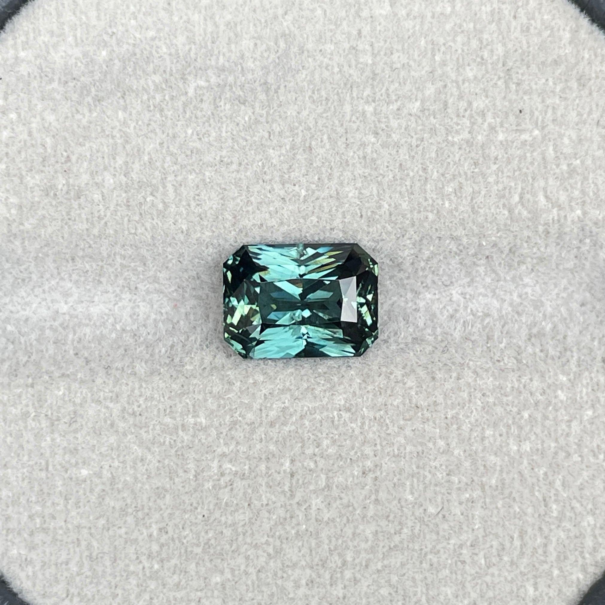 loose teal sapphire emerald radiant cut