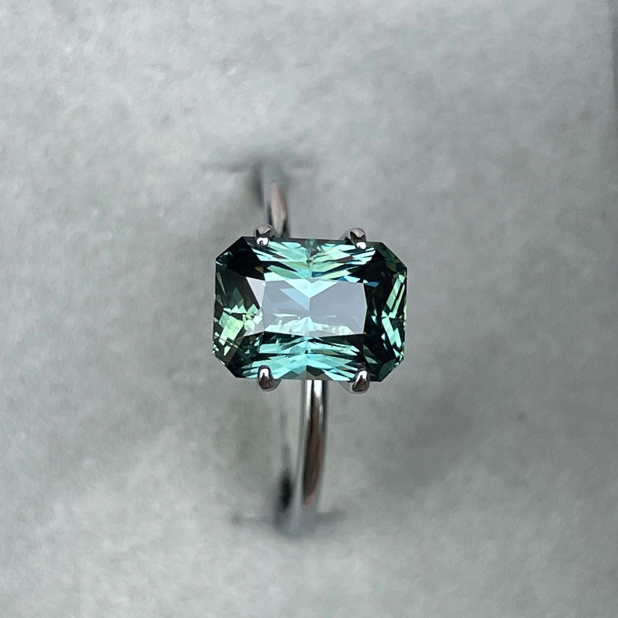 loose teal sapphire emerald radiant cut