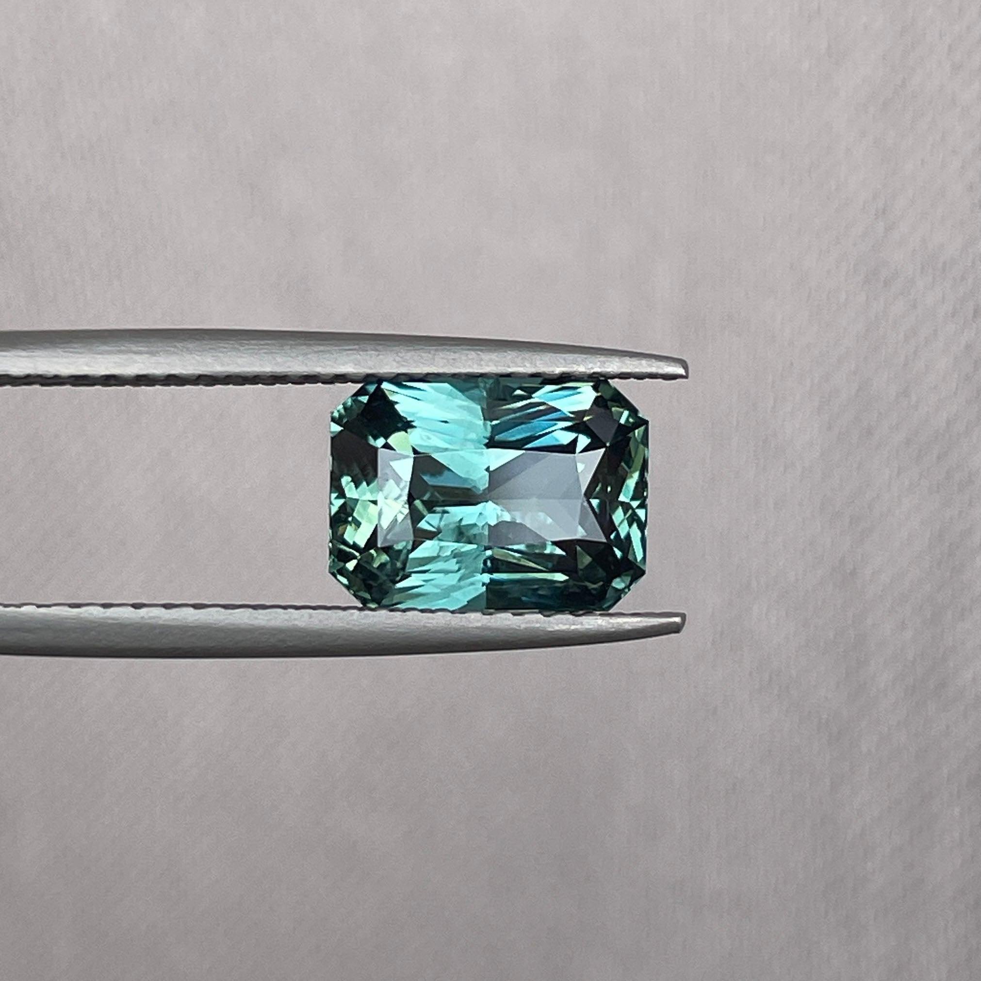 loose teal sapphire emerald radiant cut