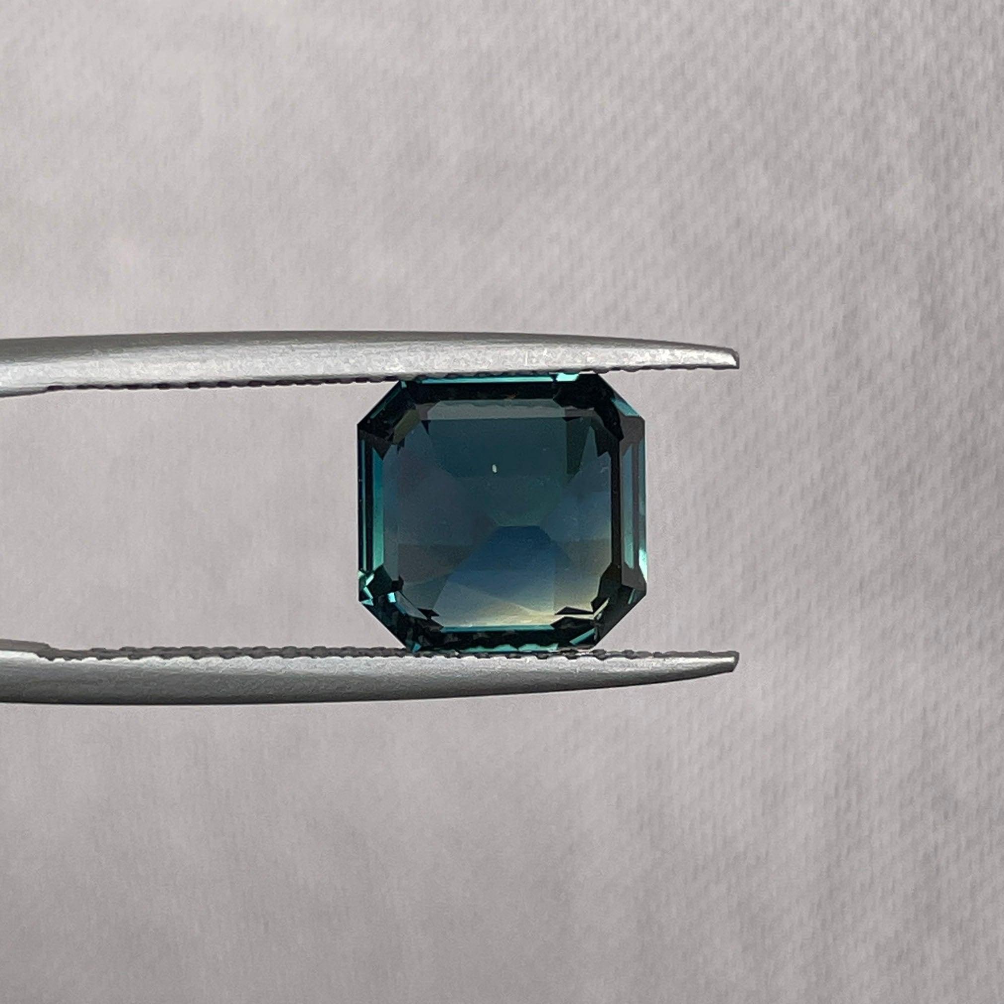 loose teal sapphire emerald radiant cut