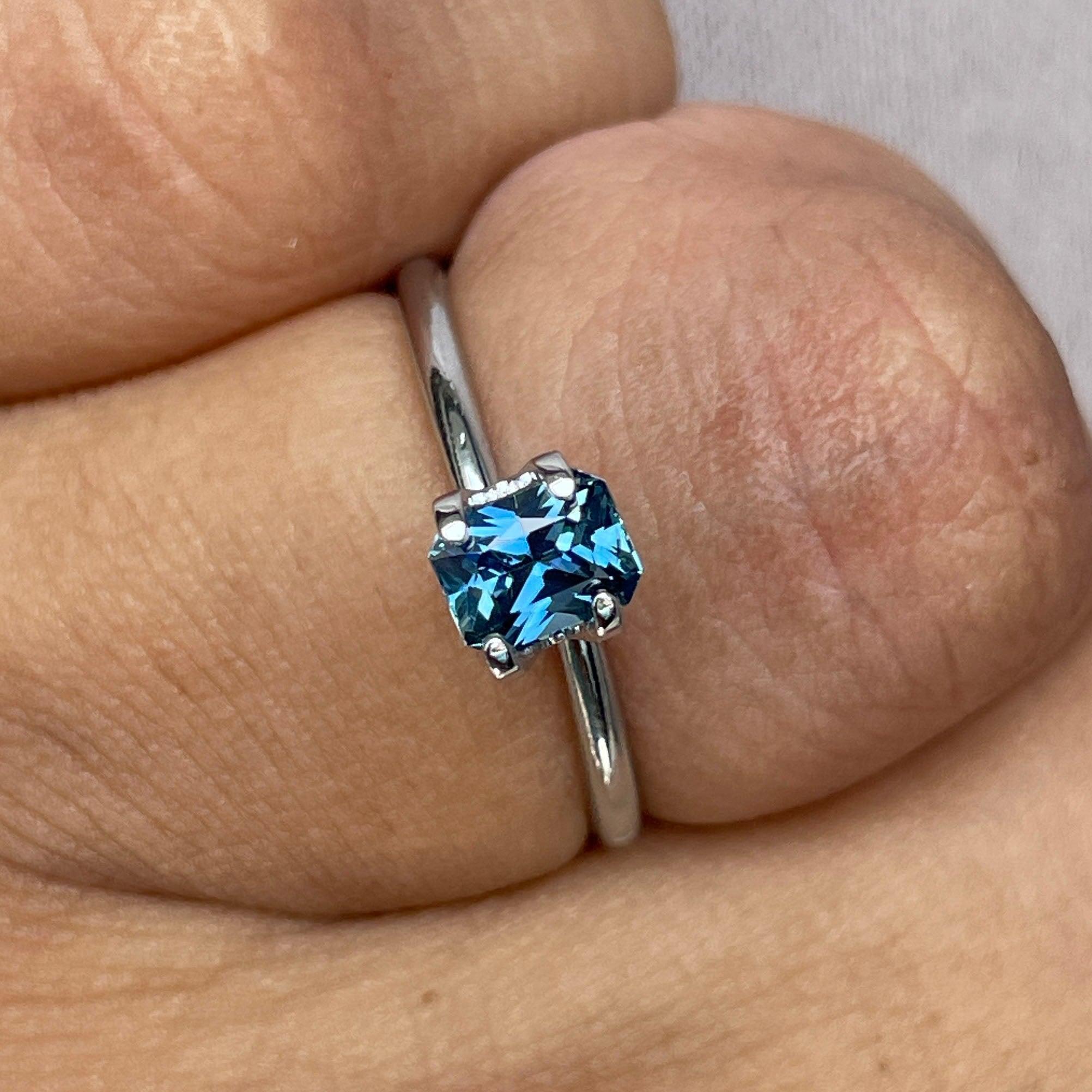 loose teal sapphire emerald radiant cut