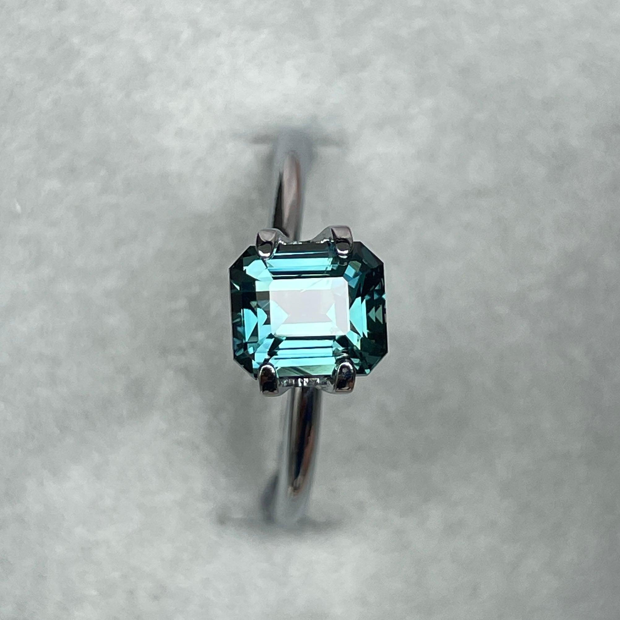 loose teal sapphire emerald radiant cut