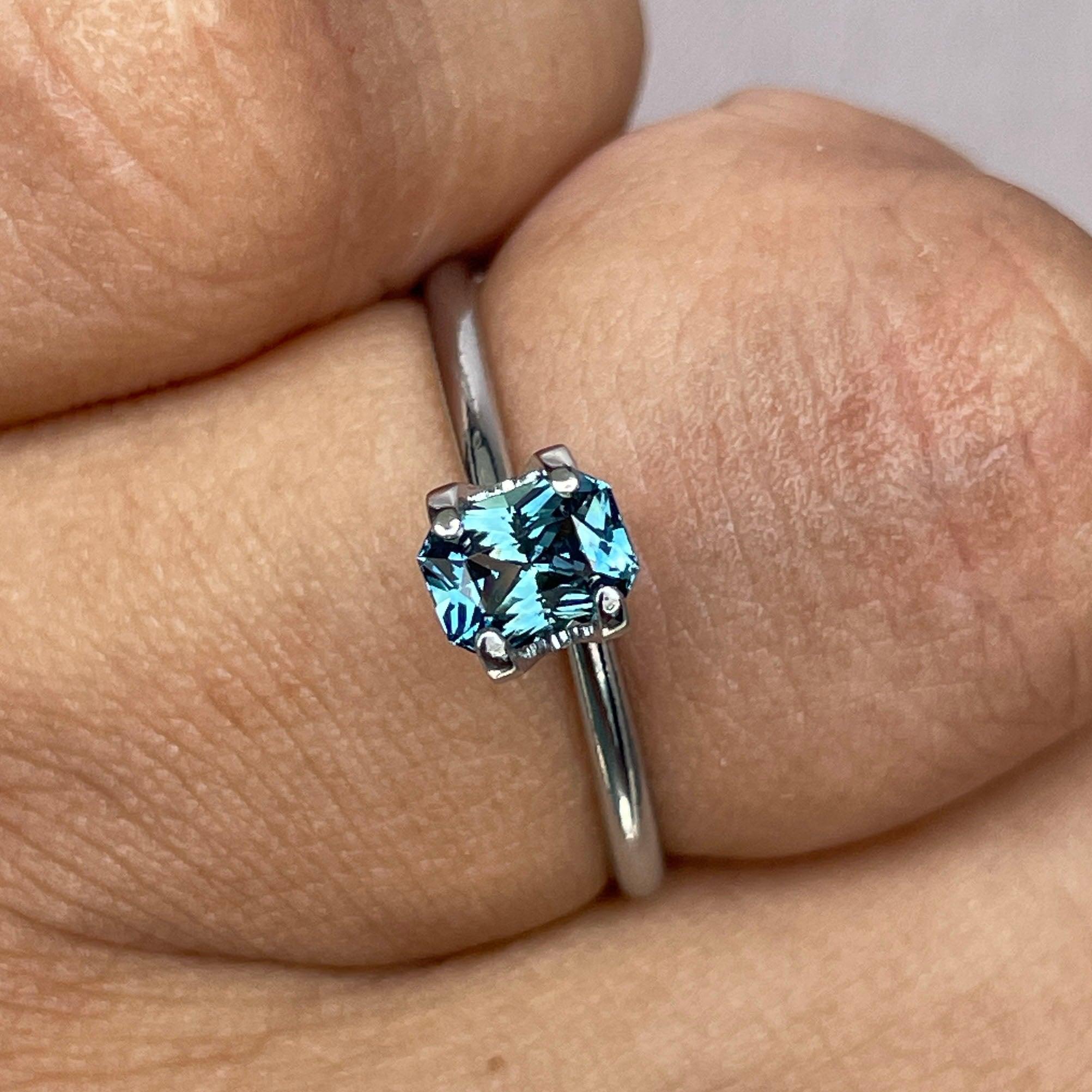 loose teal sapphire emerald radiant cut