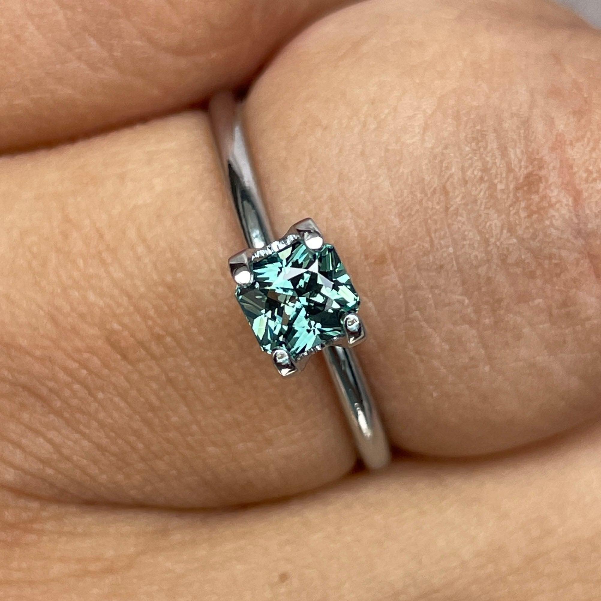 loose teal sapphire emerald radiant cut