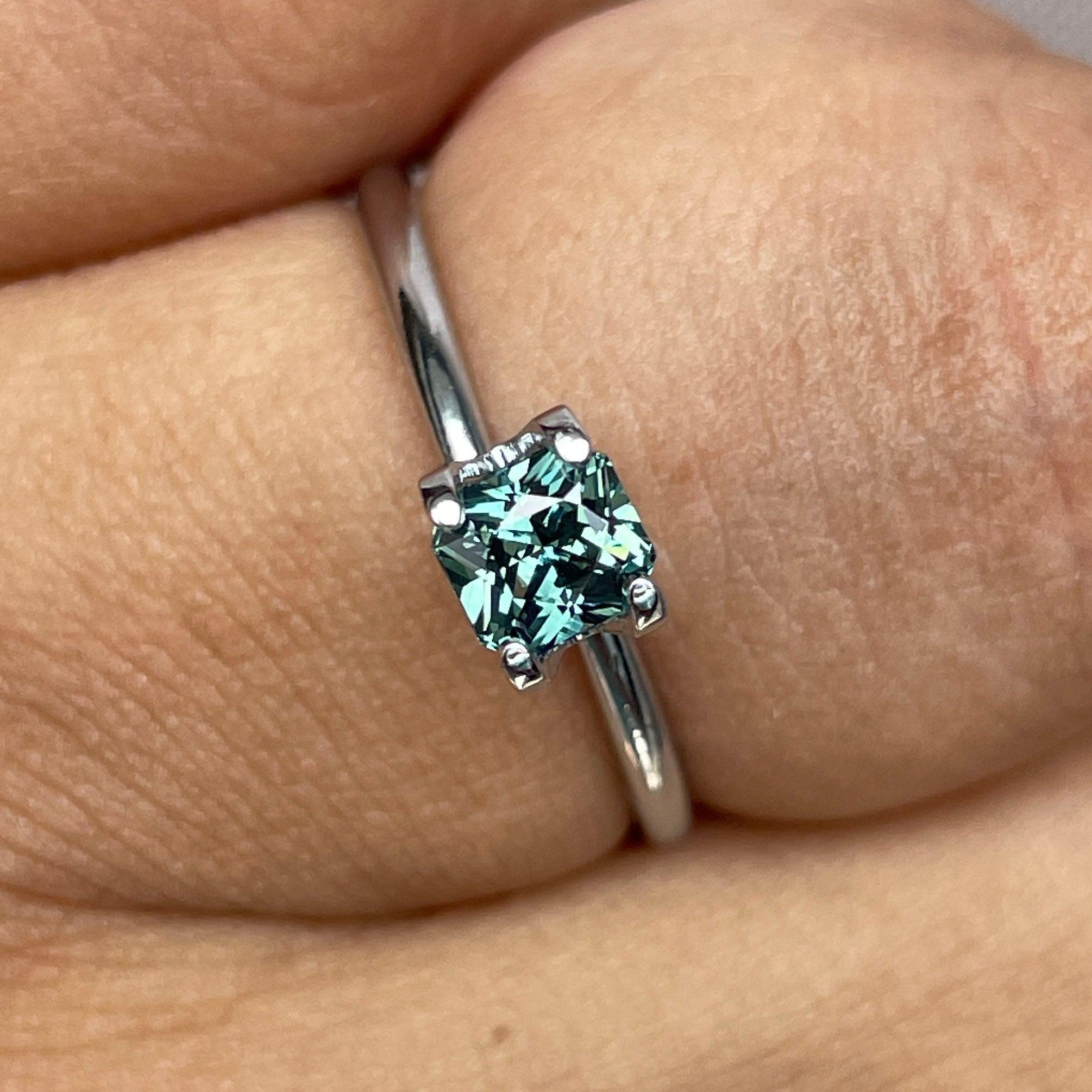 loose teal sapphire emerald radiant cut