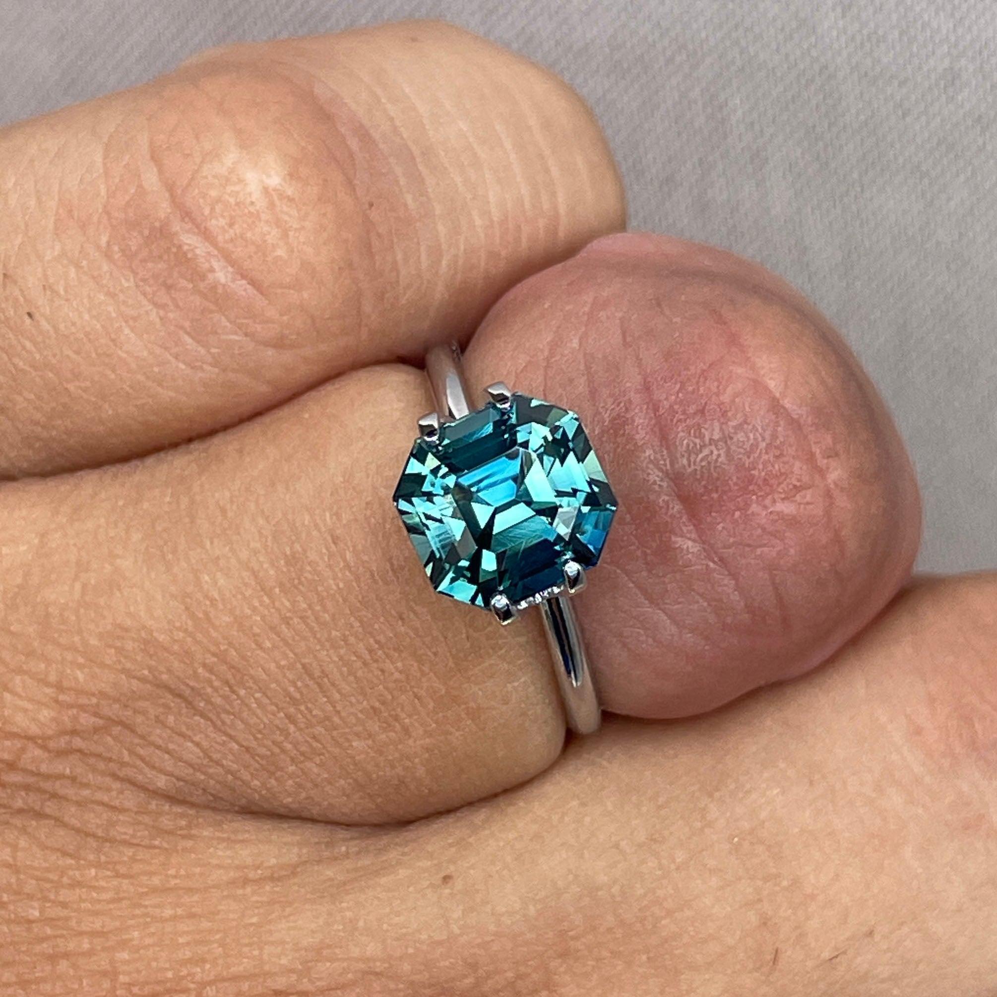 loose teal sapphire emerald radiant cut