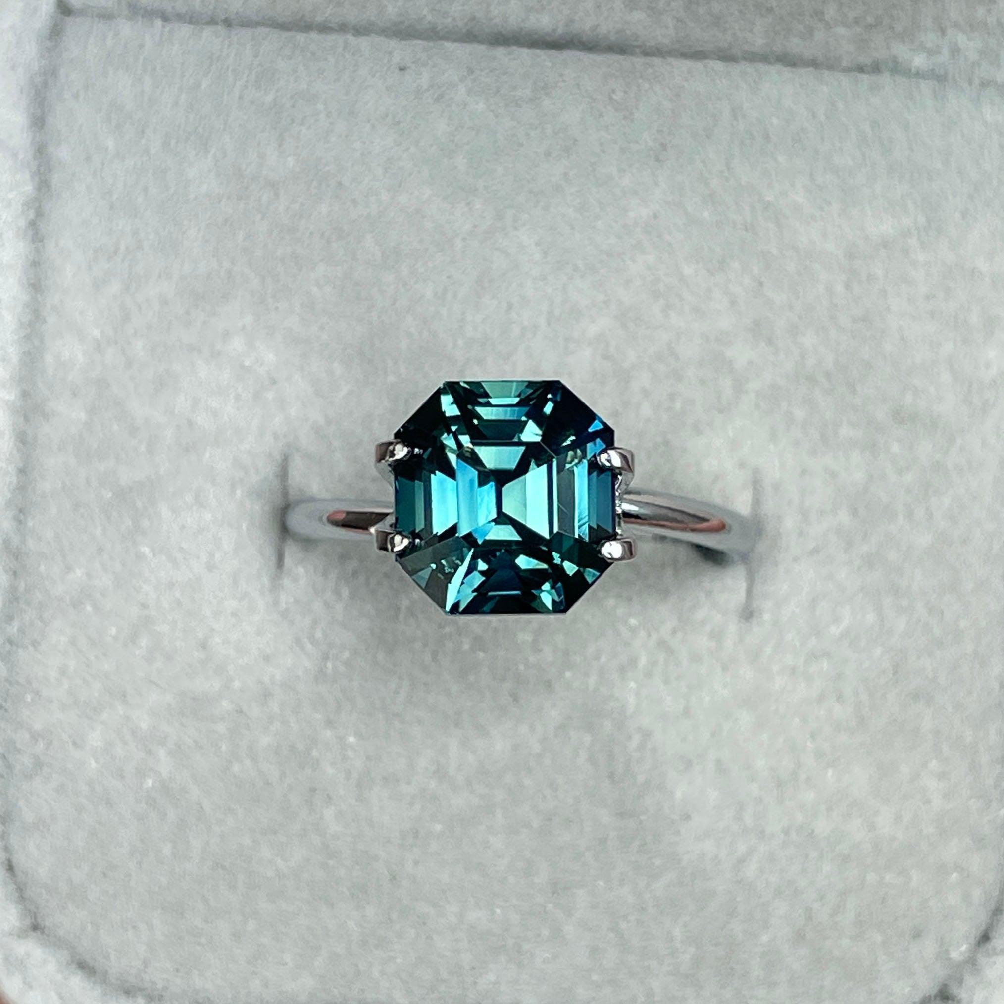 loose teal sapphire emerald radiant cut