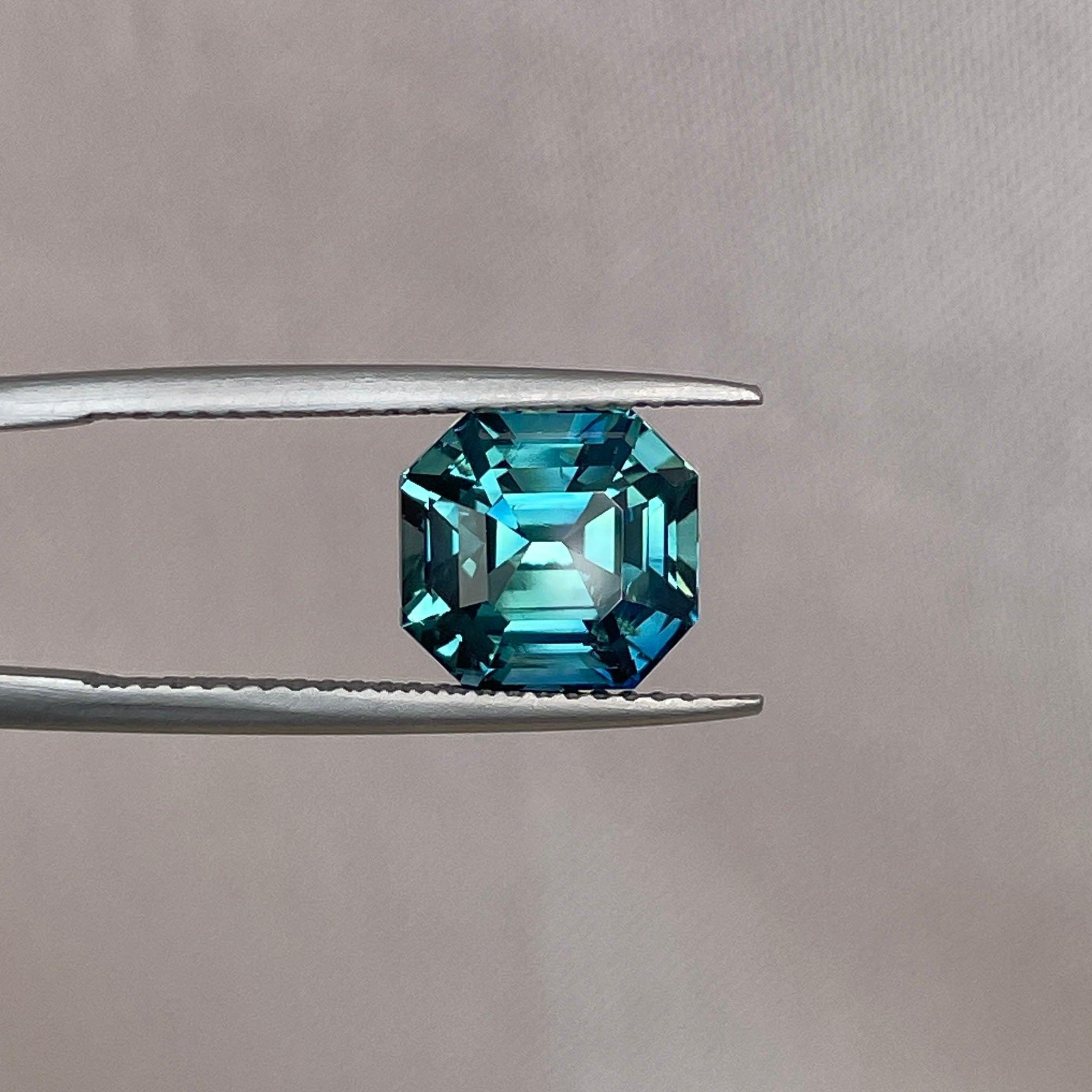 loose teal sapphire emerald radiant cut