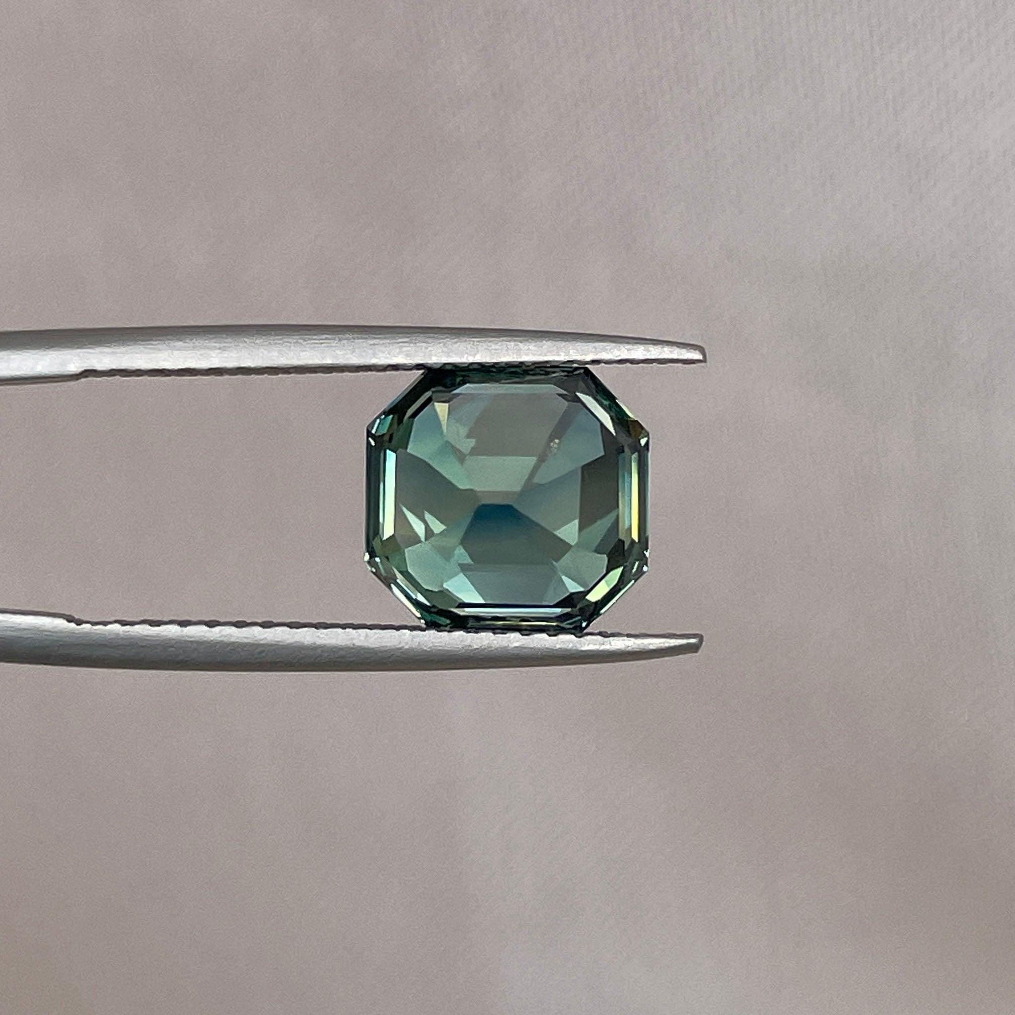 loose teal sapphire emerald radiant cut