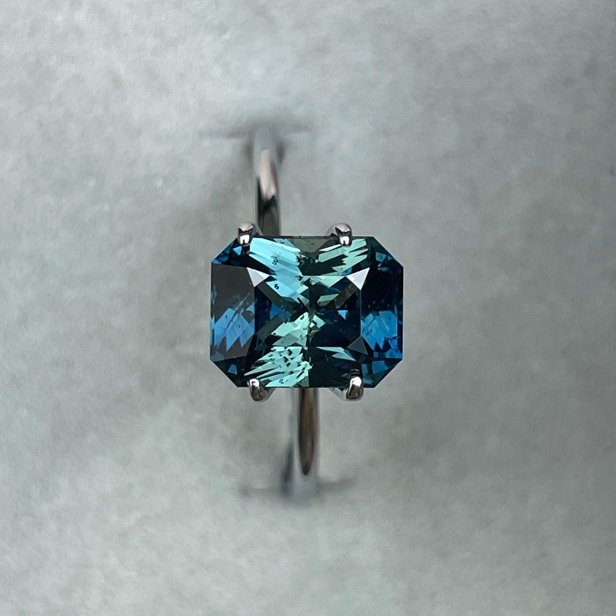 loose teal sapphire emerald radiant cut