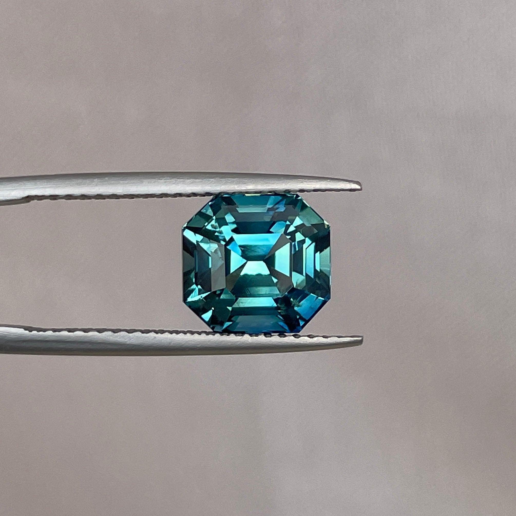 loose teal sapphire emerald radiant cut