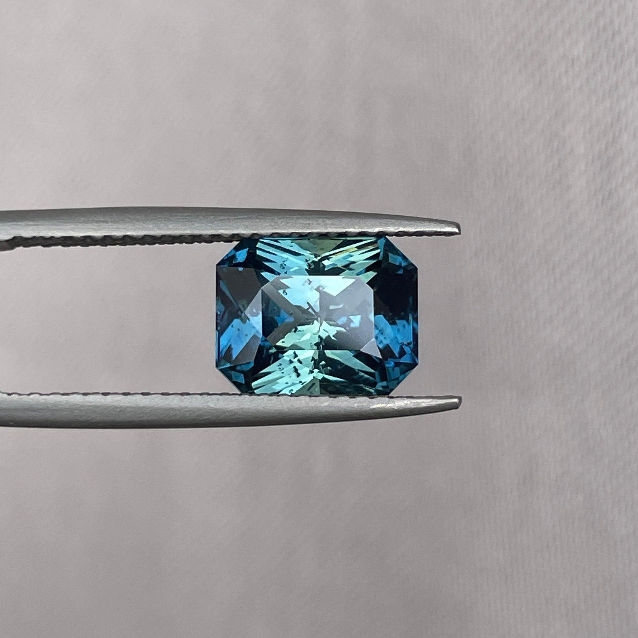 loose teal sapphire emerald radiant cut